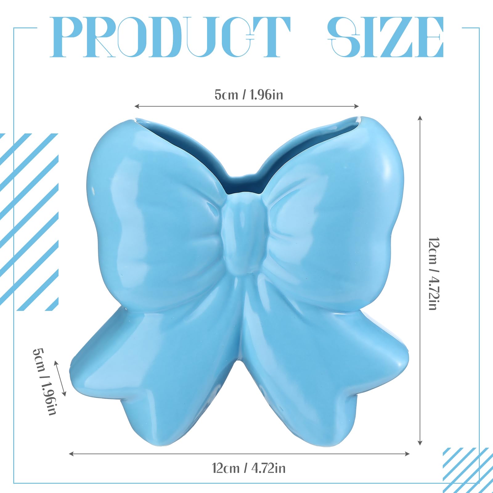 Jingmore Bow Vase Coquette Ceramic Vase Blue Pen Holder Makeup Brush Holder Contemporary Design Decorative Women Gift for Christ