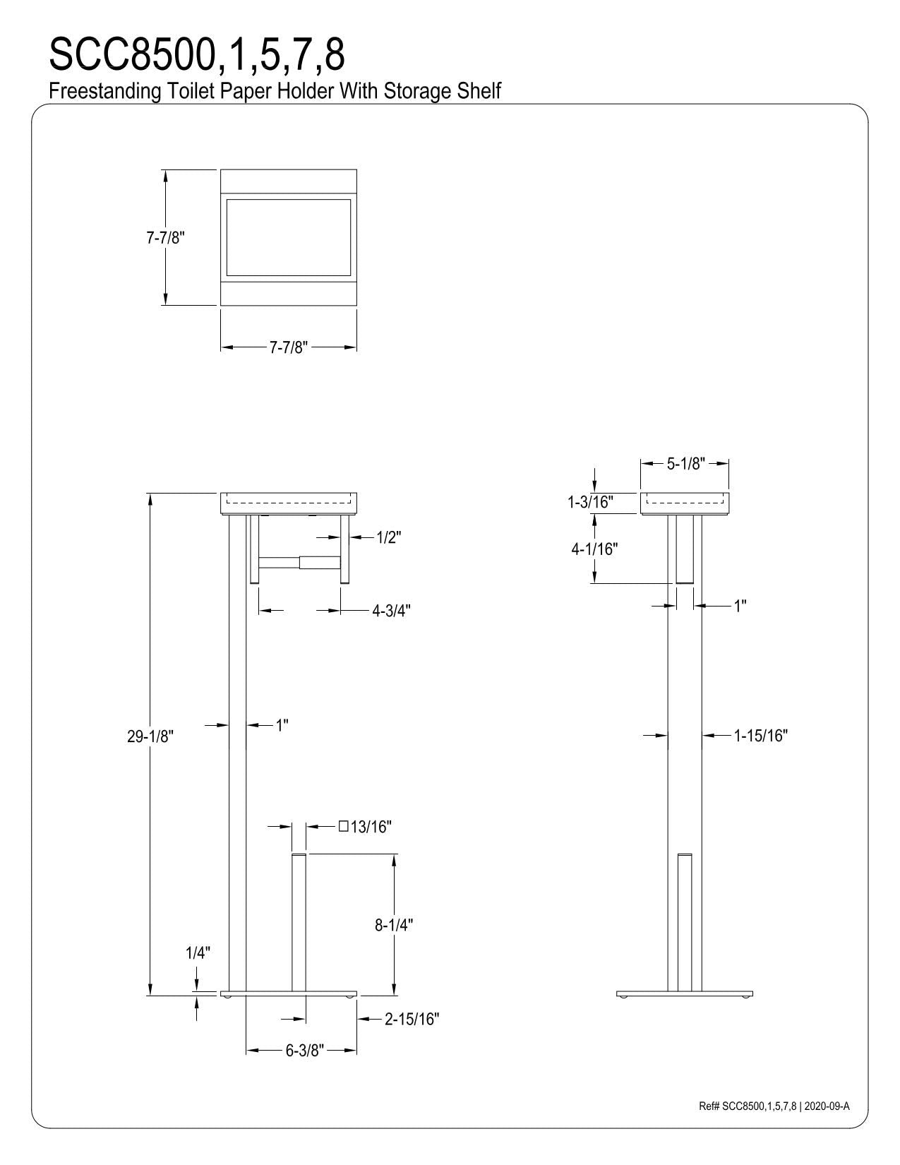 Kingston Brass Scc8507 Edenscape Freestanding Toilet Paper Holder With Storage Shelf, Brushed Brass 7.88 X 7.88 X 29.13