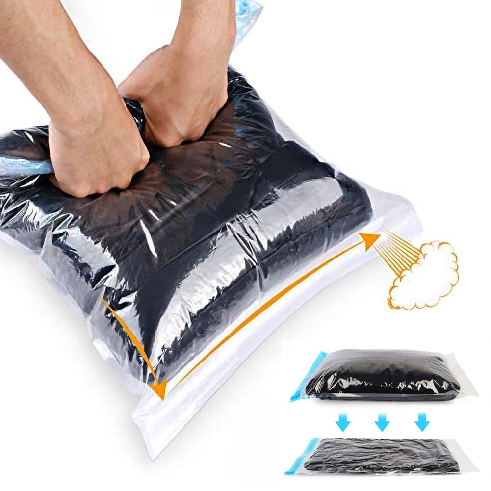 ALMING Compression Bags - Travel Essentials 12 Pack Space Saver No Vacuum or Pump Needed Storage Accessorie and Home Packing Org