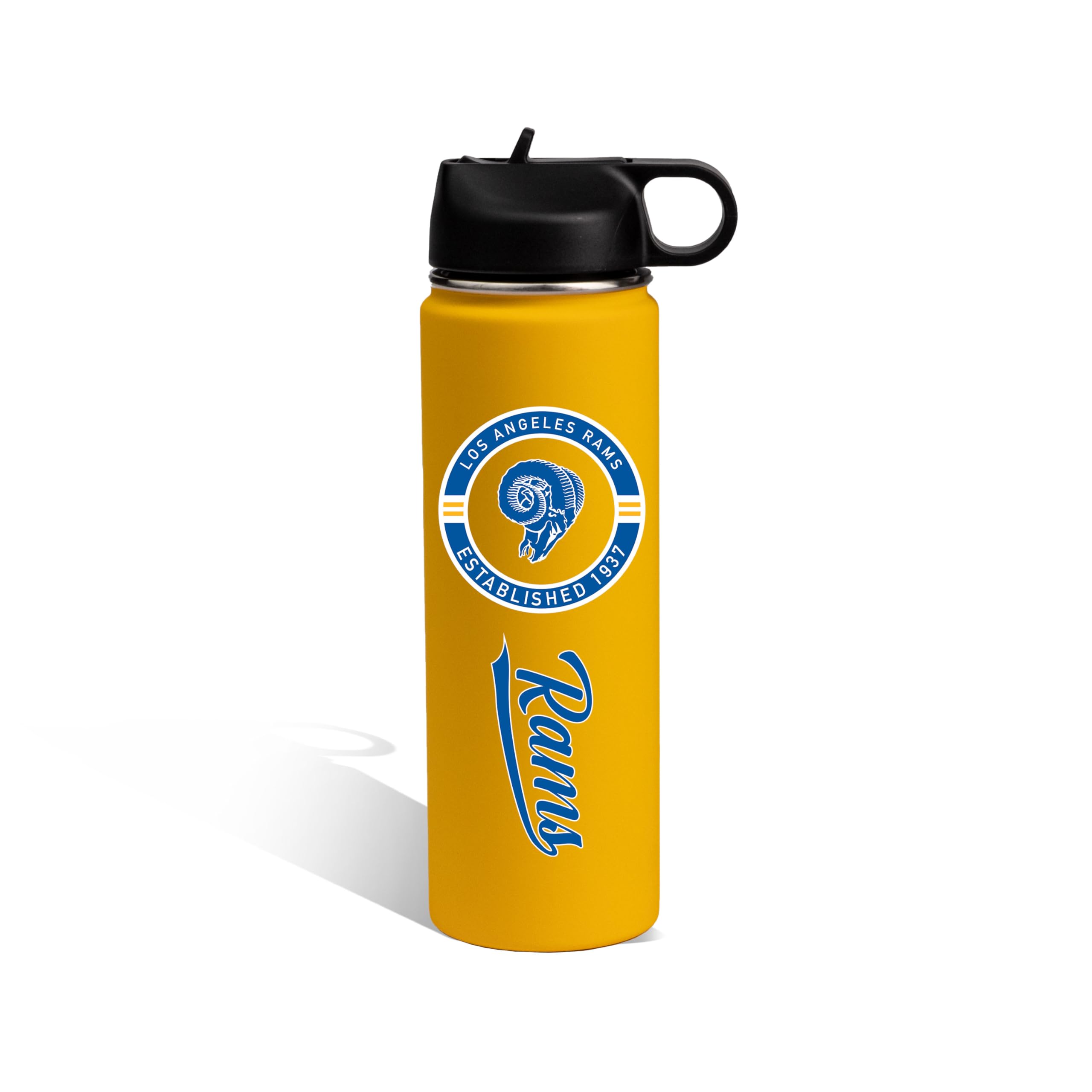The Memory Company Officially Licensed 22oz Rubberized Water Bottle, Las Angeles Rams