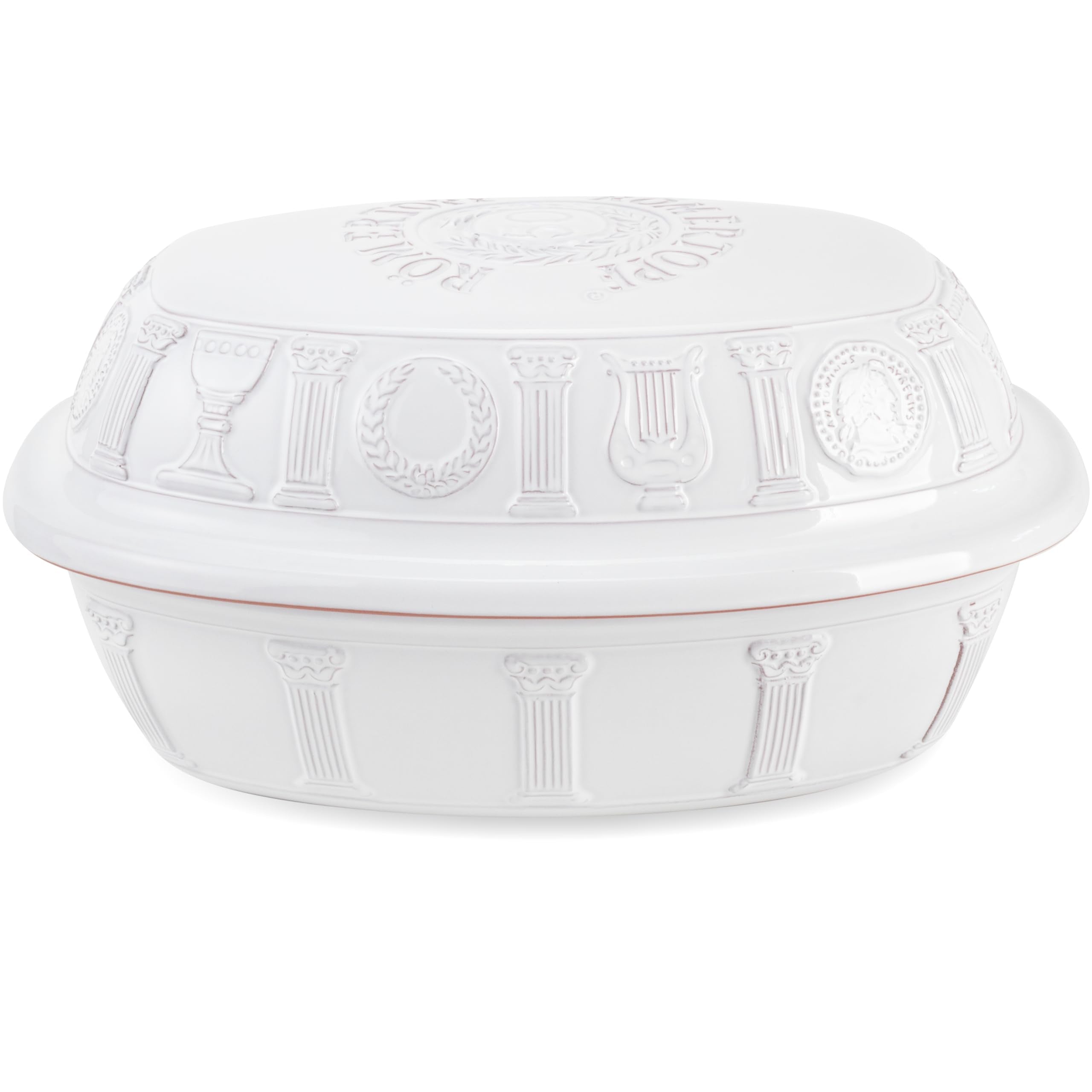 Rmertopf Roasting Dish 50 Years Anniversary White for 68 People  5 Litre Casserole Dish with Ceramic Lid  For Stewing, Roasti