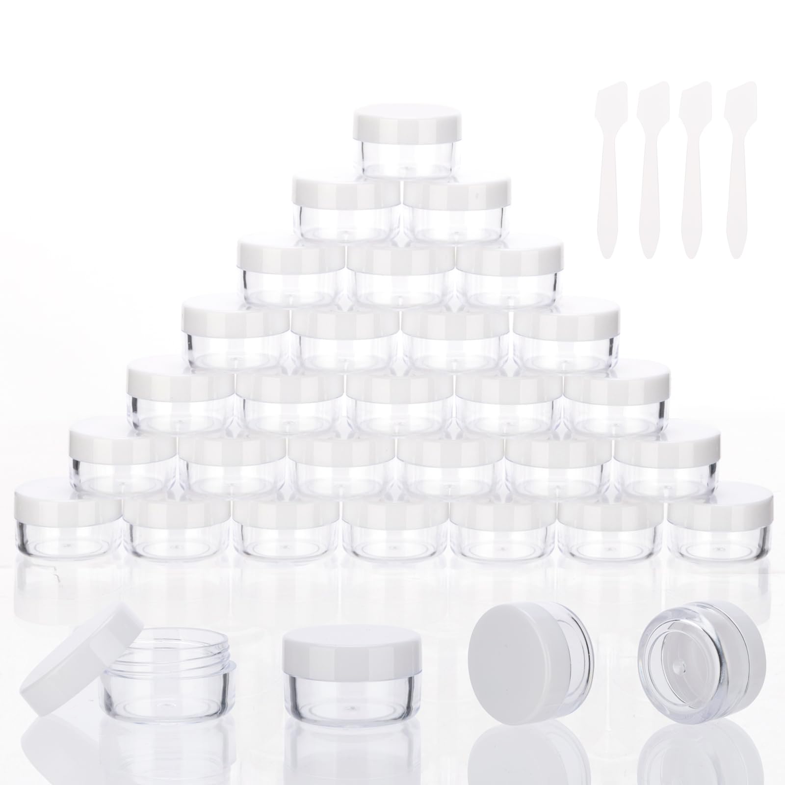 5 Gram Sample Containers With White Lids, 50 Count 5Ml Sample Jars, Empty Cosmetic Containers With Lids, Small Makeup Travel Con
