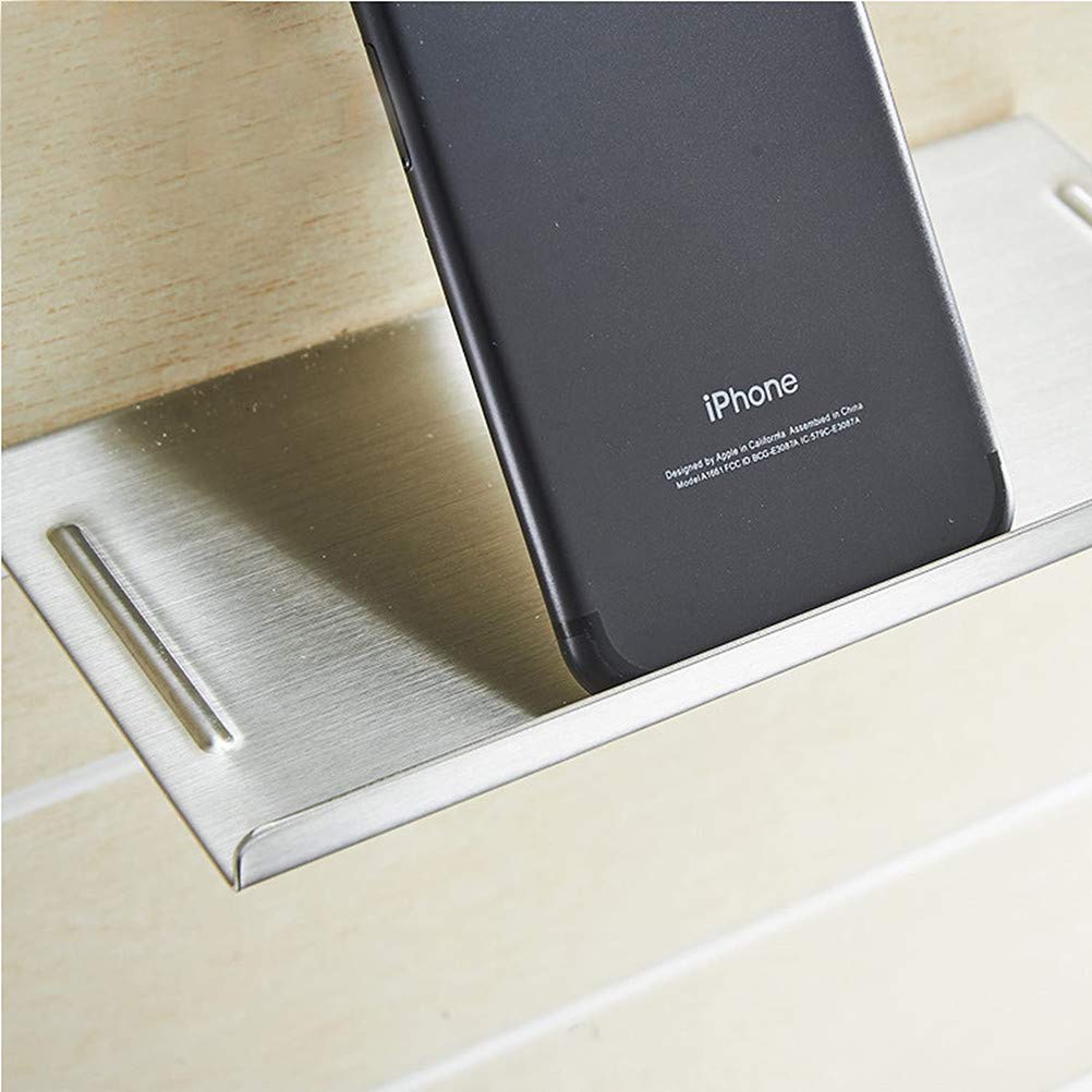 Aothpher Wall Mounted Carbon Steel Bathroom Toilet Phone Holder Shelf, Anti-Slip Style And Silver Brushed Finish