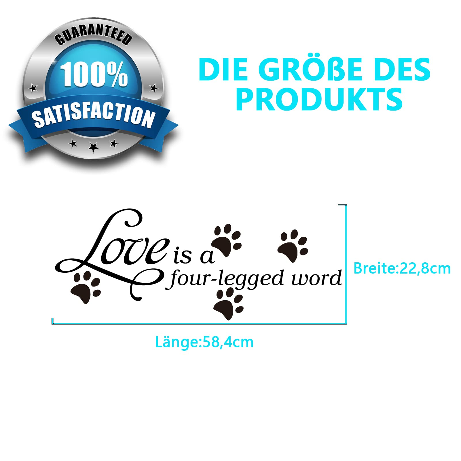 AnFigure Cat Wall Decor  Cat Wall Decals  Pets Dogs Paw House Pup Animals Footprint Quotes Inspirational Bedroom Positive Family Sayings Home Art Decor Vinyl Stickers Love is A Four Legged Word 23''x9''