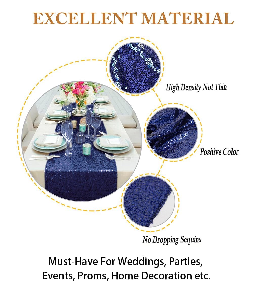 Shinybeauty Navy-Table-Runners-15 Pieces-12 X108-Sequin-Table-Runners Wedding Catering Navy Blue Table Runner Christmas Decorati