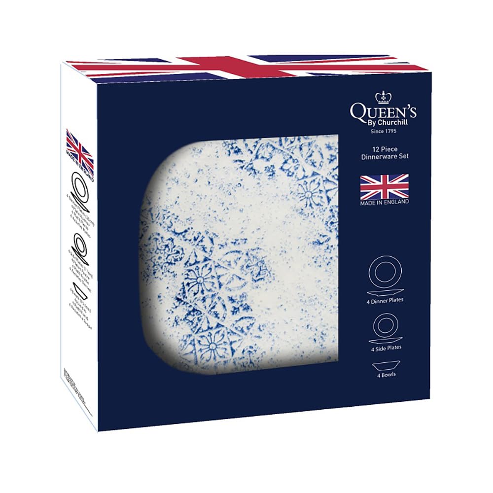 Queens by Churchil Algarve Blue 12 Piece Dinner Set