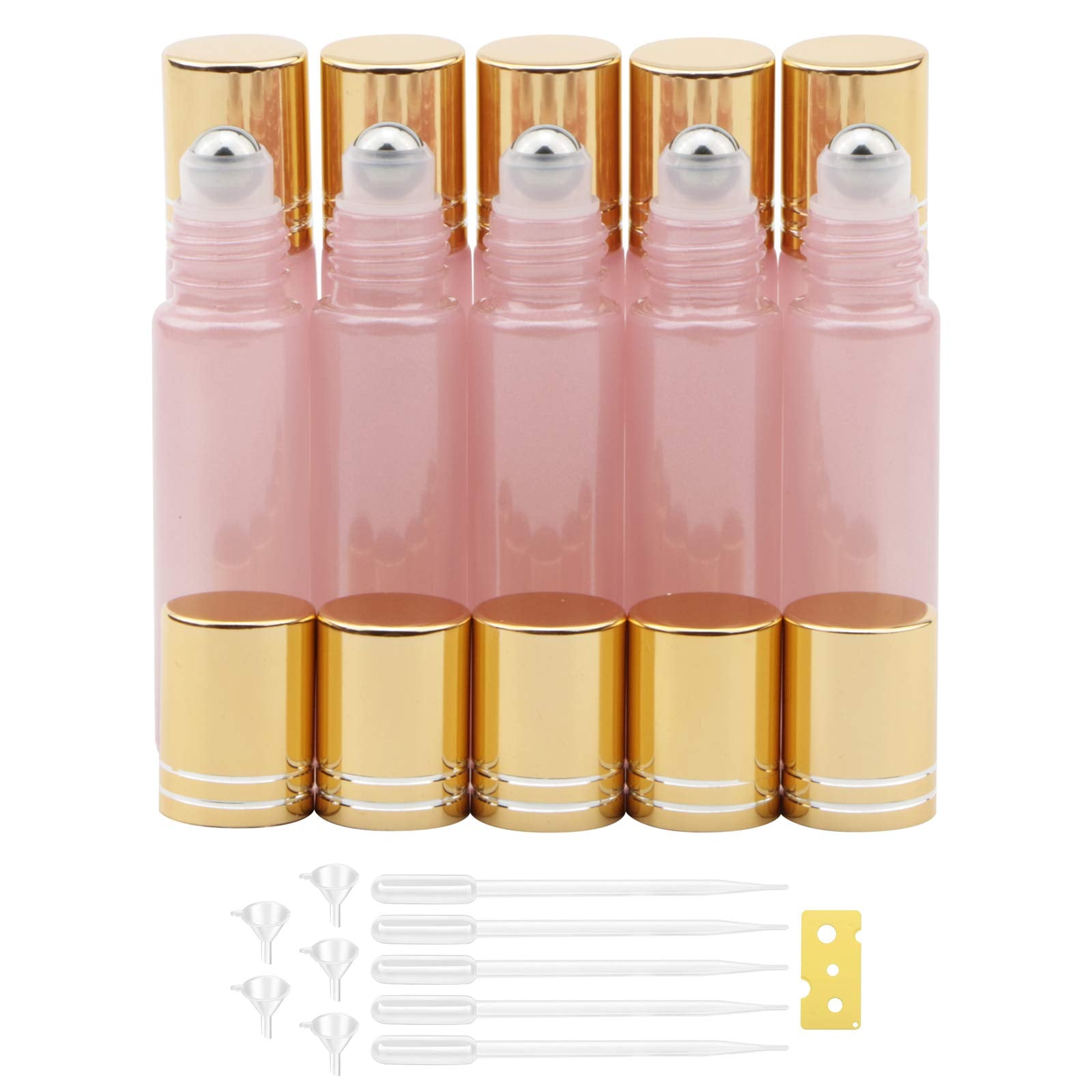 Jiuwu 10Ml Small Oil Bottle 0.3 Oz Essential Glass Oil Bottles 10 Pack Essential Oils Roller Bottle With 1 Opener Tool, 5 Funnel