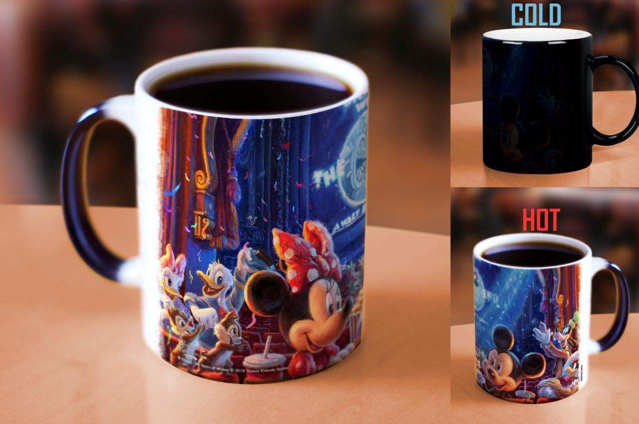Morphing Mugs Disney - Mickey And Minnie Mouse - 90Th Anniversary - Thomas Kinkade - One 11 Oz Color Changing Heat Sensitive Cer