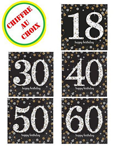 Amscan Sparkling Celebration Paper Party Napkins, 6 1/2'' X 6 1/2'' | Pack Of 16, Black