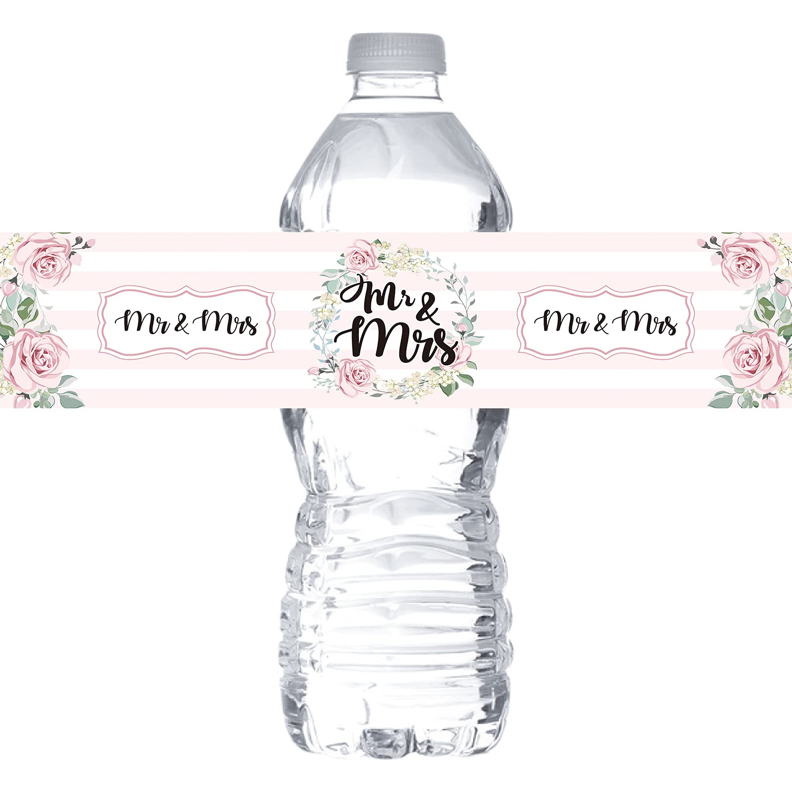 Pink And White Mr & Mrs Water Bottle Stickers/Birdal Shower Bottle Wrappers/Wedding Party Bride To Be Water Labels Supplies (Set