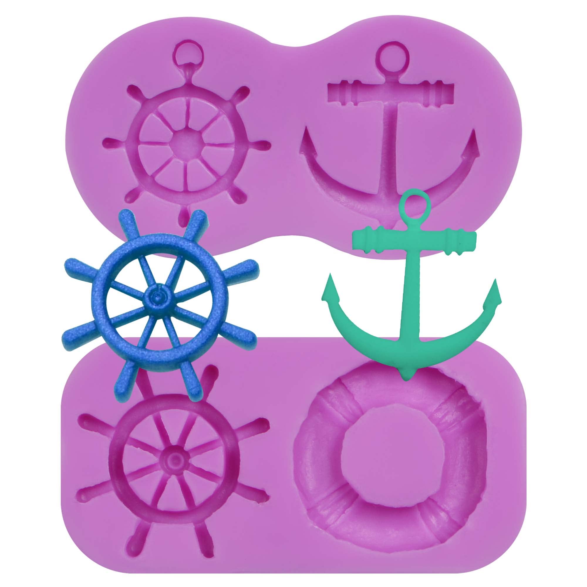 Anchor Silicone Fondant Molds, Rudder Lifebuoy Chocolate Molds For Seafaring Theme Cake Decoration, Navy Cupcake Toppers Candy S