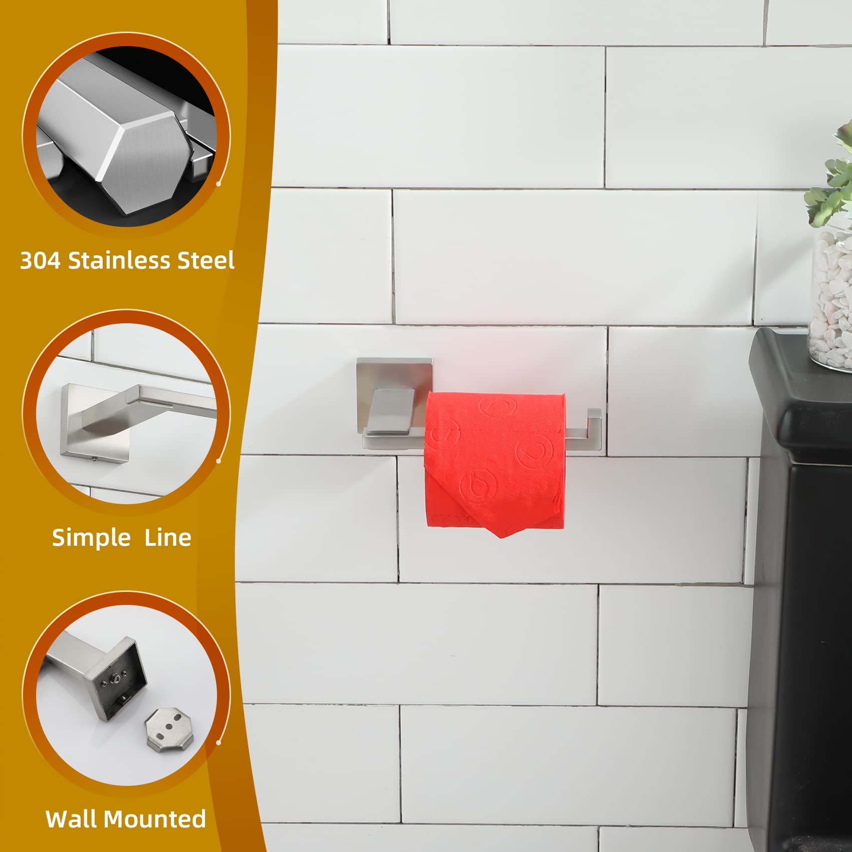 Kokosiri Toilet Paper Holder Brushed Nickel For Kitchen Bathroom Washroom Toilet Tissue Roll Paper Holder Stainless Steel, Wall