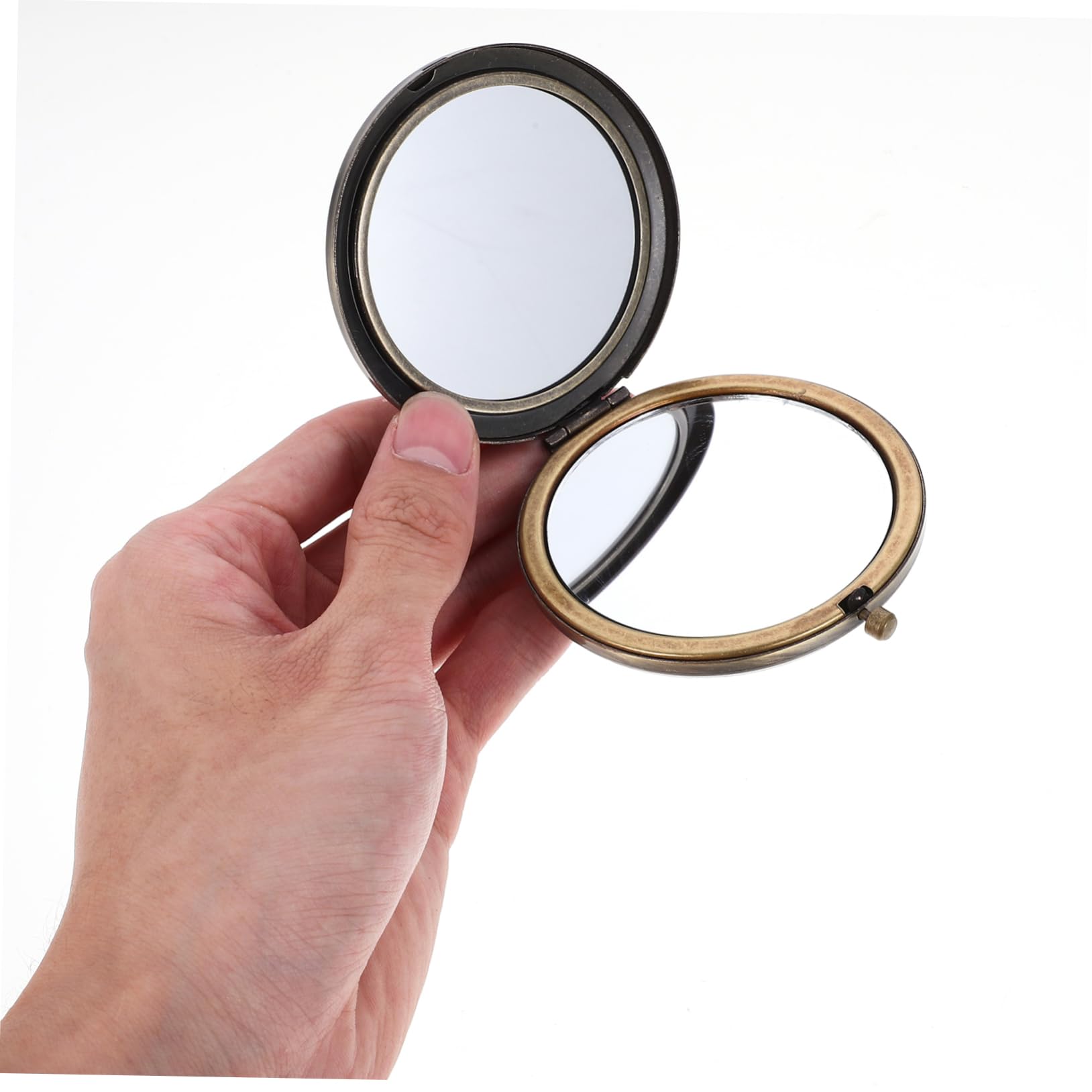 Tinksky Folding Pocket Mirror Round Compact Mirror Double-Sided Makeup Mirror (Random Style)