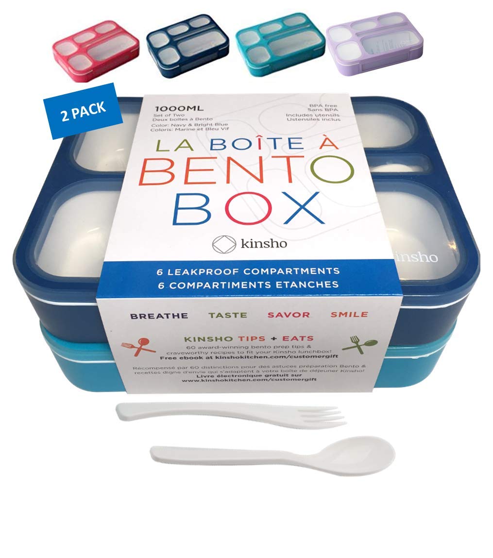 Bento-Box Lunch Boxes For Kids, Boys, Adults. Leakproof Lunch Set, Bentoboxes For School Or Work. Portion Containers. Bpa Free.