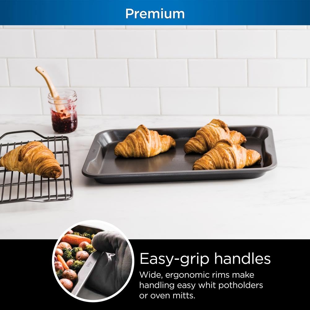 Ninja B32102 Foodi Neverstick Premium 2-Piece Bakeware Sheet Set, Nonstick, Oven Safe Up To 500F, With 10 X 15 Inch Baking Sheet
