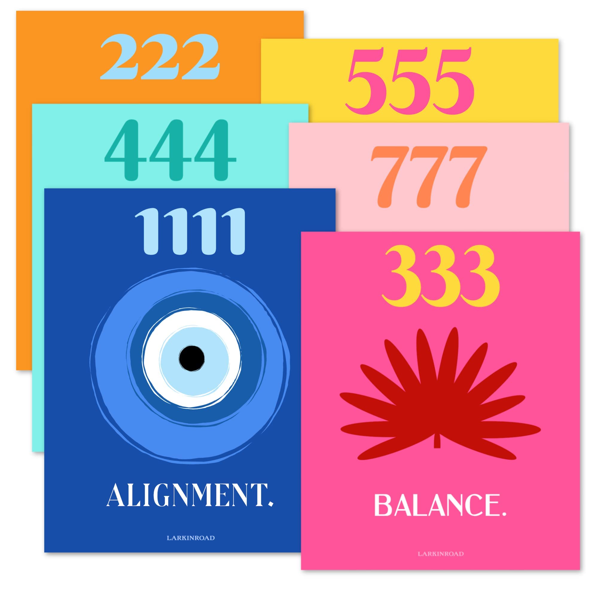 Larkinroad 6 Pack Angel Number Aura Preppy Poster - Aesthetic Wall Prints Aura Posters For Bedroom - Preppy Wall Art Posters - A