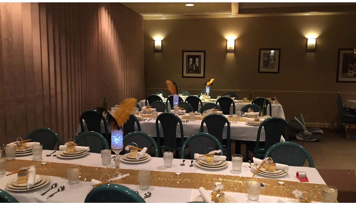 Partydelight 12 Pack 12'' X 60'' Gold Sequin Table Runner For Wedding, Party, Bridal Baby Shower, Christmas.