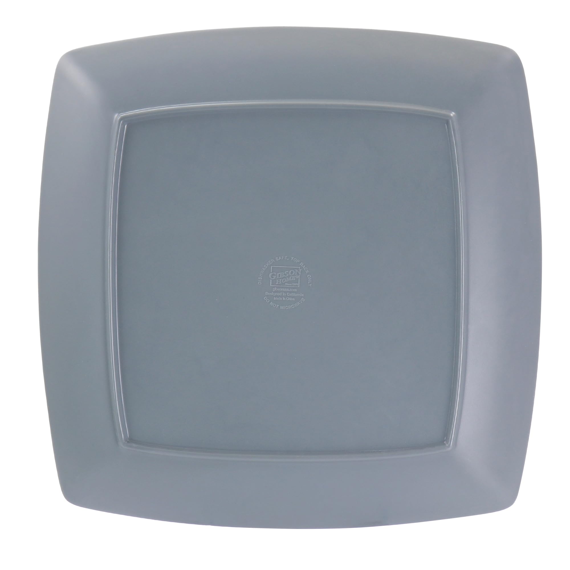 Gibson Home 12 Piece Grayson Melamine Square Dinnerware Set in Gray