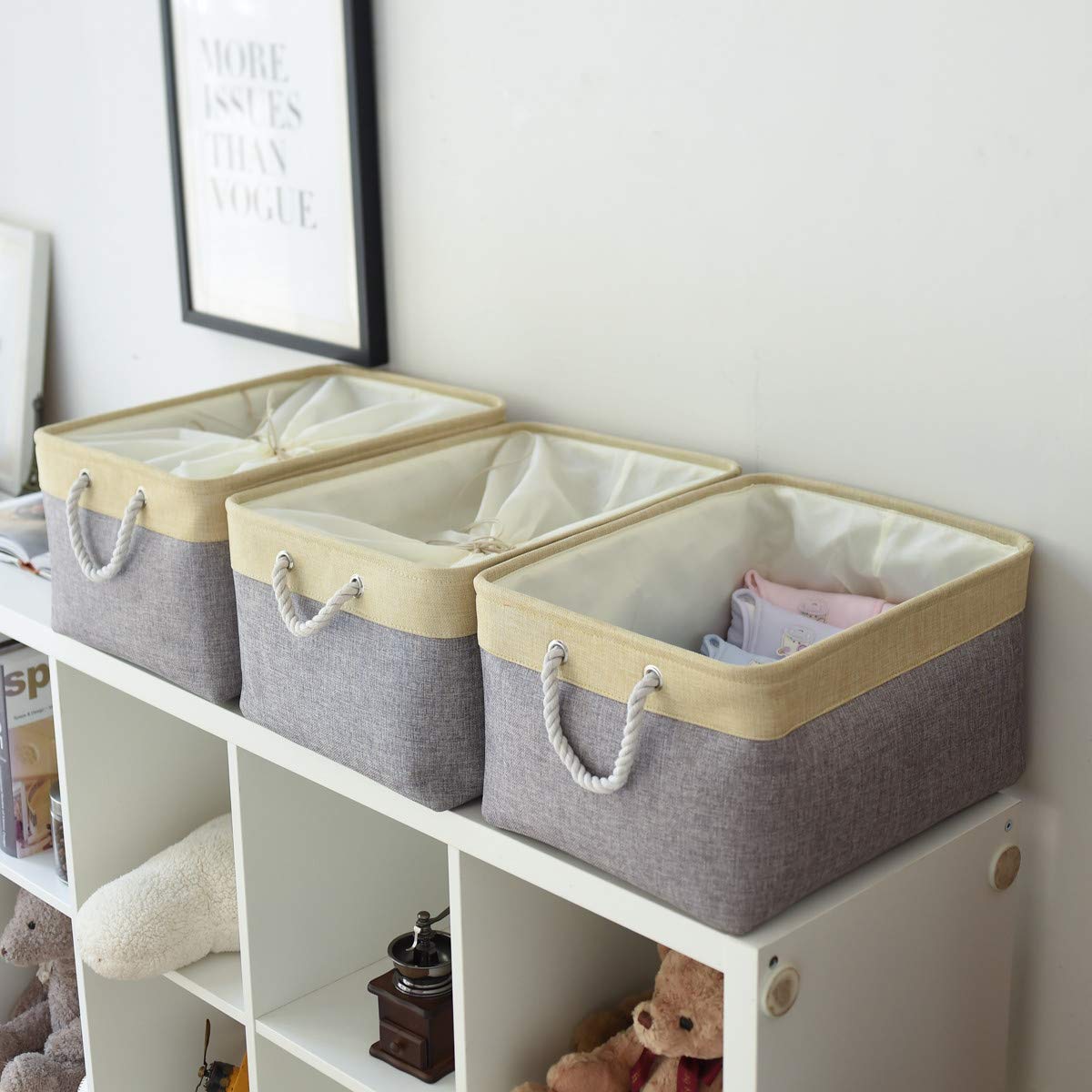 Thewarmhome Storage Baskets For Organizing, Extra Large-3Pack, 17.7L  13.8W  9.8H Inch Large Sturdy Storage Bins, Decorative Sto