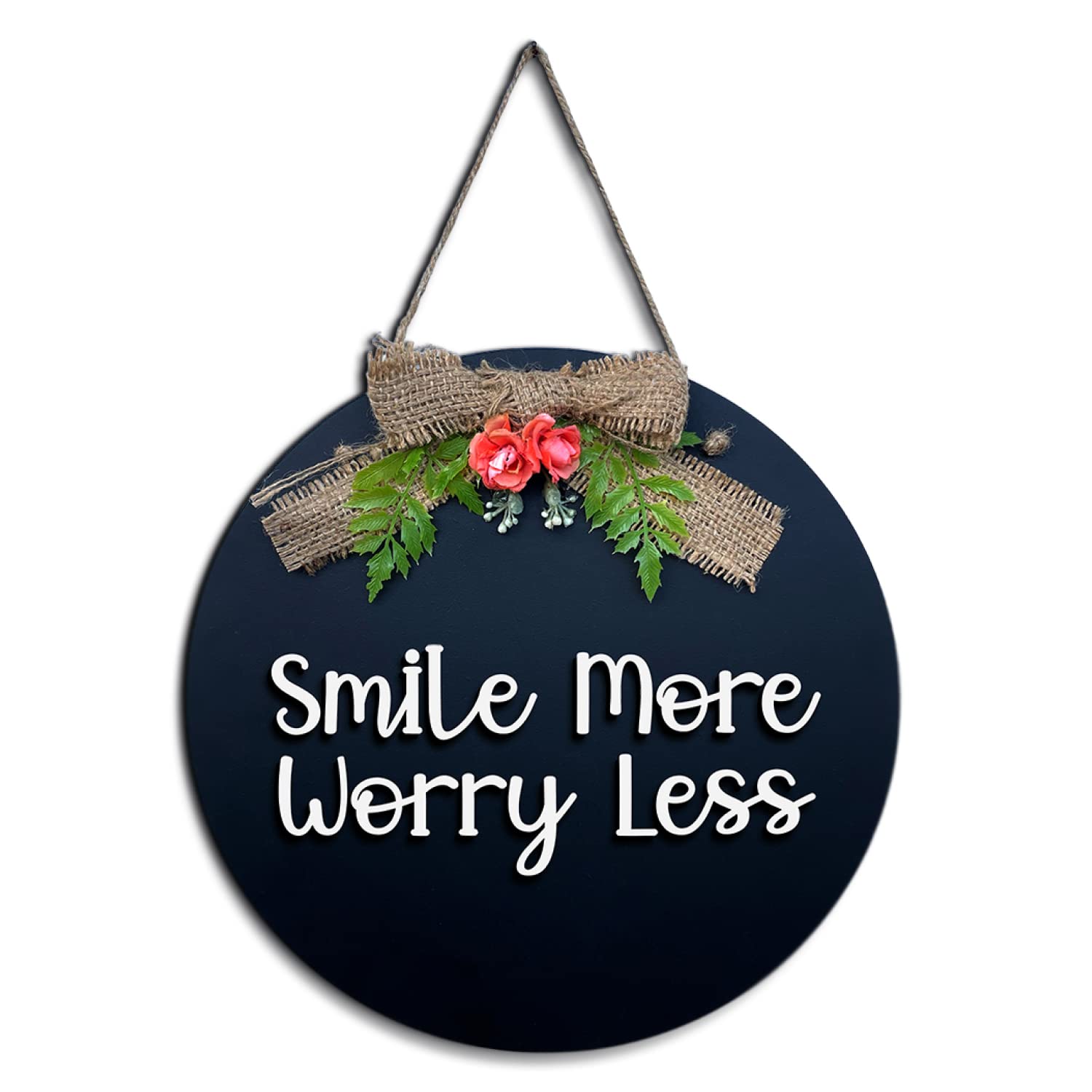 Chalk My Theme Smile More Worry Less Wooden Written Wall Hangings For Home Decoration And Gift