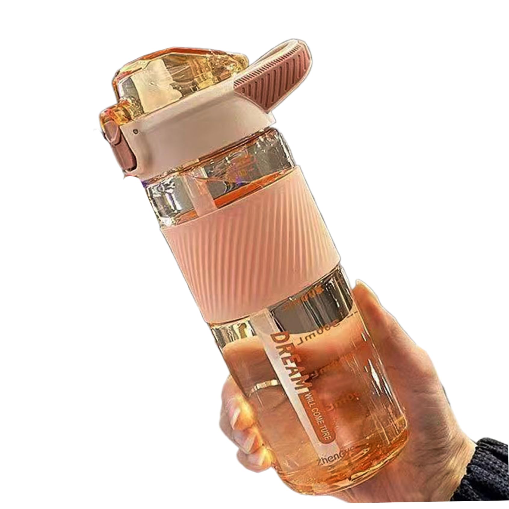 CurcKua Double Wall Water Bottles, 700ml/32oz Plastic Water Bottle with Wide Mouth Lid, BPAFree Clear Insulated Bottle for Outd