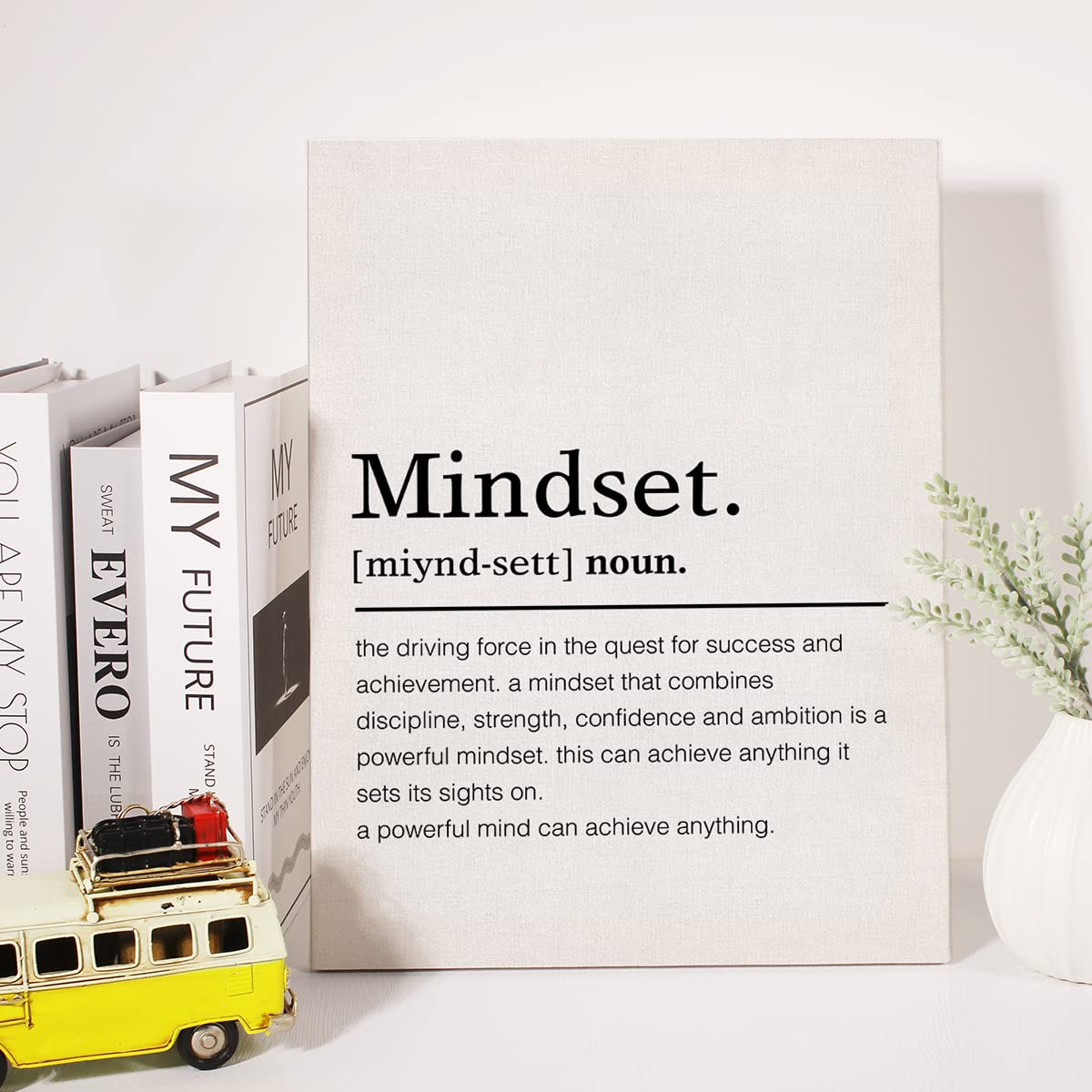 Mindset Definition Canvas Wall Art Motivational Mindset Quote Canvas Print Painting Office Home Wall Decor Framed Gift 12x15 Inc
