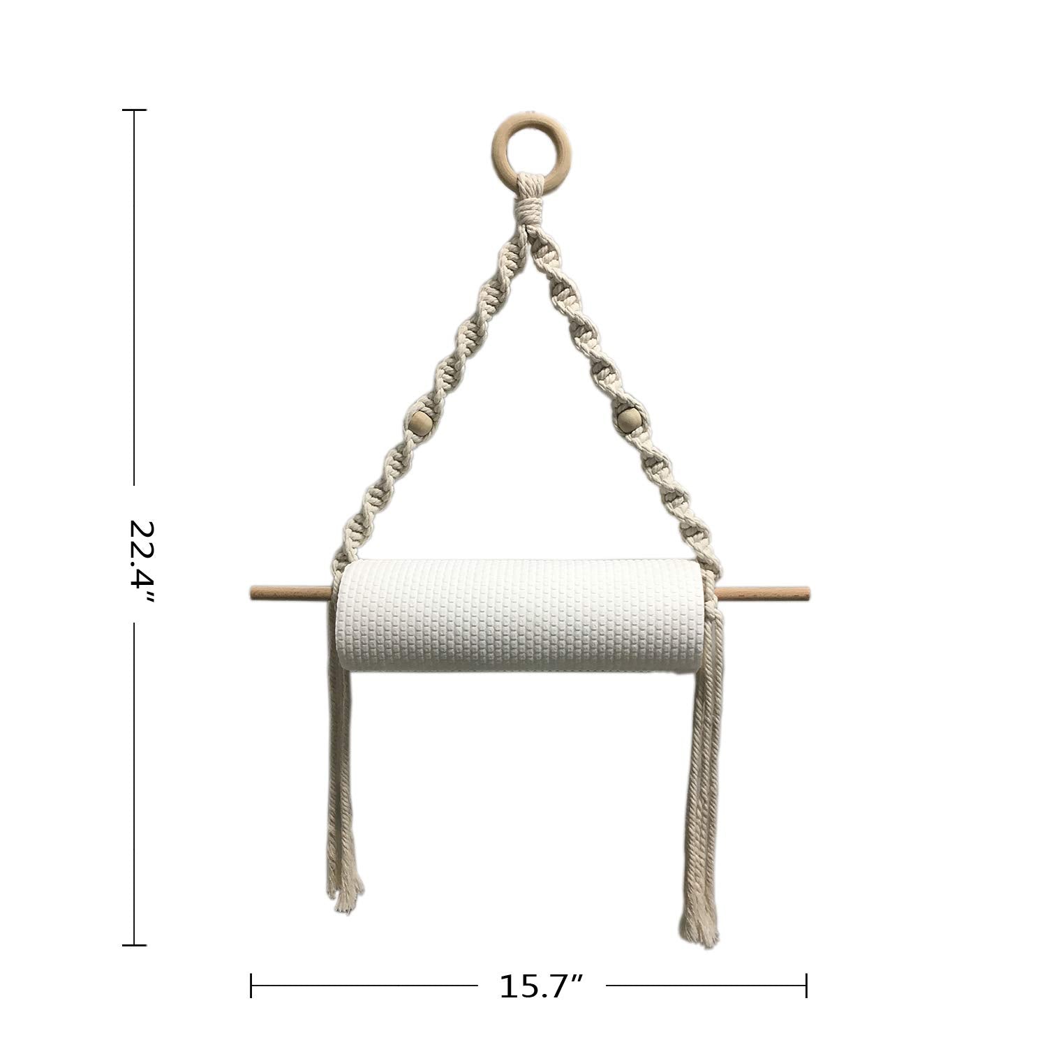 Boho Paper Towel Holder - Macrame Paper Towel Hanging For Kitchen Bathroom