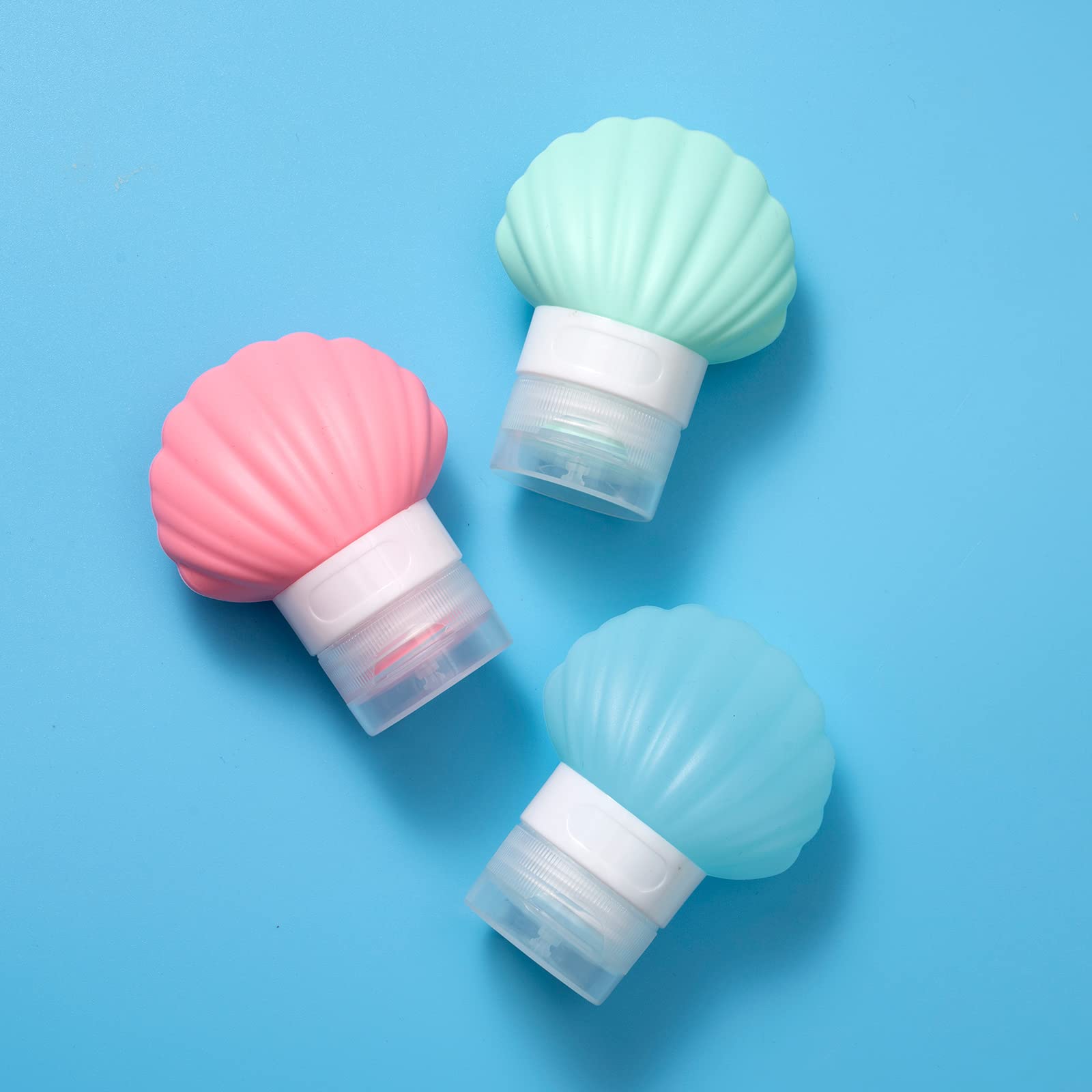Kismetics Leak Proof Squeezable Silicone Travel Bottles, Reusable, Refillable Bottles, Shell Shape, Sustainable, Tsa Carry On Ap