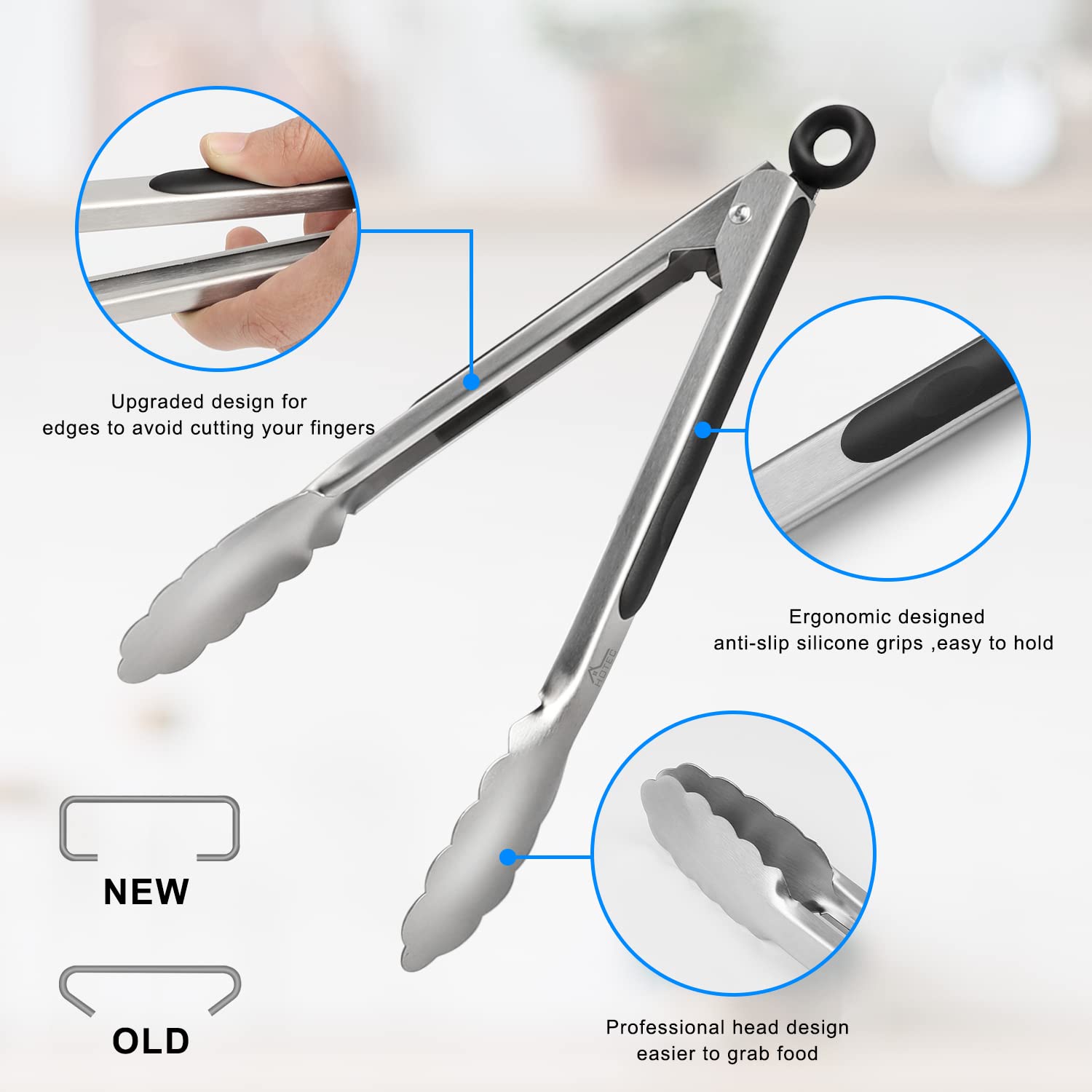 Hotec Kitchen Tweezers Stainless Steel Fine Kitchen Tongs For Cooking, 12-Inch Extra-Long Cooking Tweezers Food Tongs Set Of 2,