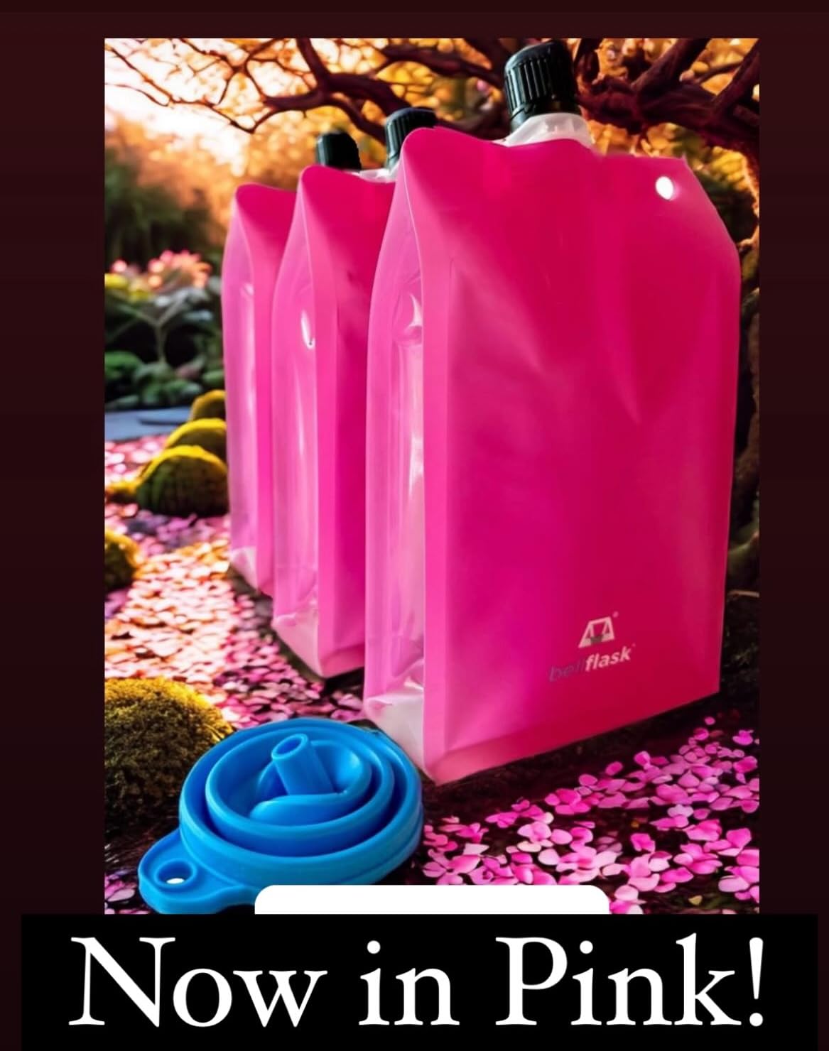 Bellflask - 15 Oz. Plastic Flask, Patented, Flexible, Metal-Free, Reusuable, Bpa-Free With Carabiner Clip And Filling Funnel