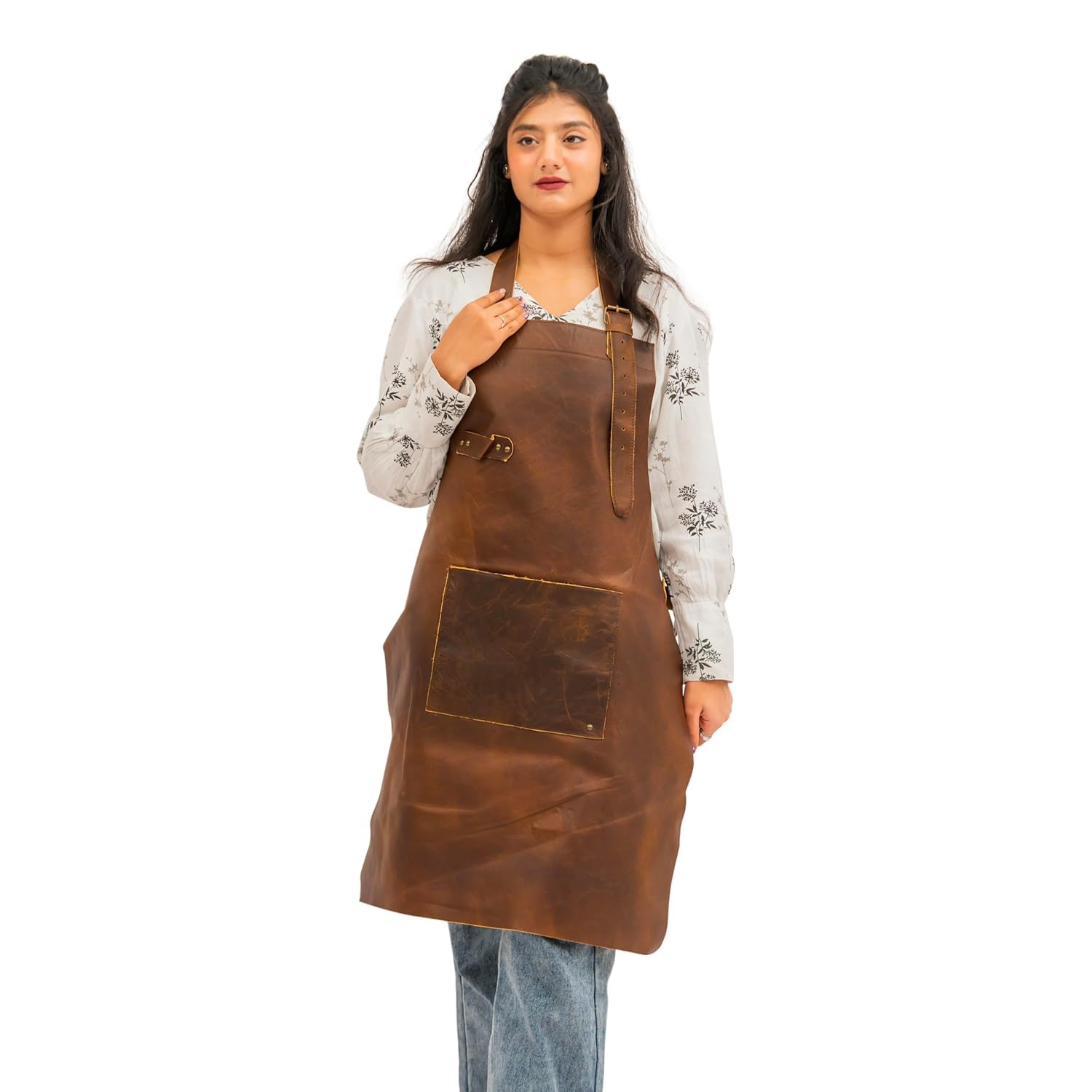 Orbit Art Gallery Leather Work Apron With Tool Pockets For Men, Women | Welding Apron With Kevlar Stitching Ideal For Woodworker