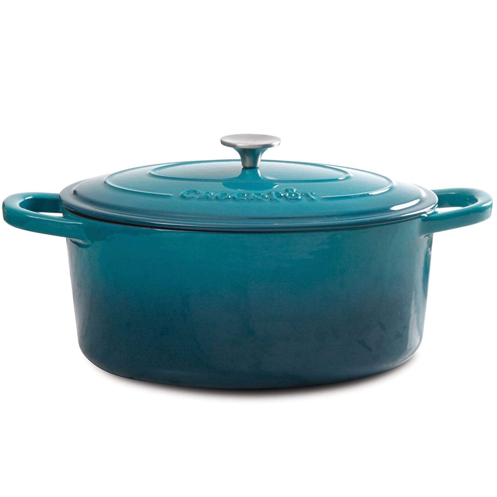 Crock-Pot Artisan Oval Enameled Cast Iron Dutch Oven, 7-Quart, Teal Ombre