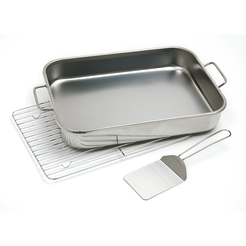 Norpro 12 By 16 Inch Stainless Steel Roast Lasagna Pan, 16 In, Gray