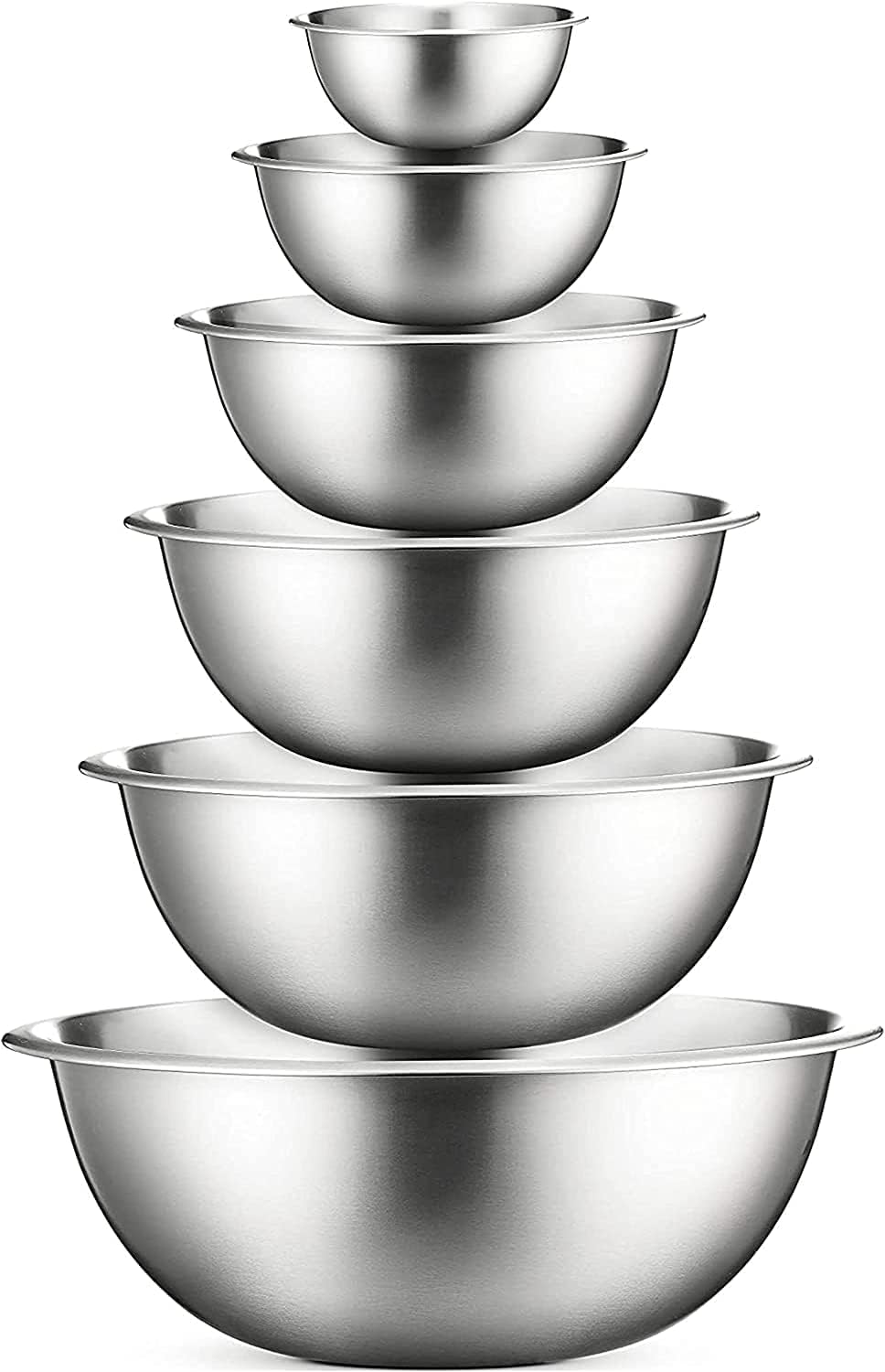 Cook With Color Stainless Steel Mixing Bowls - 6 Piece Stainless Steel Nesting Bowls Set Includes 6 Prep Bowl And Mixing Bowls