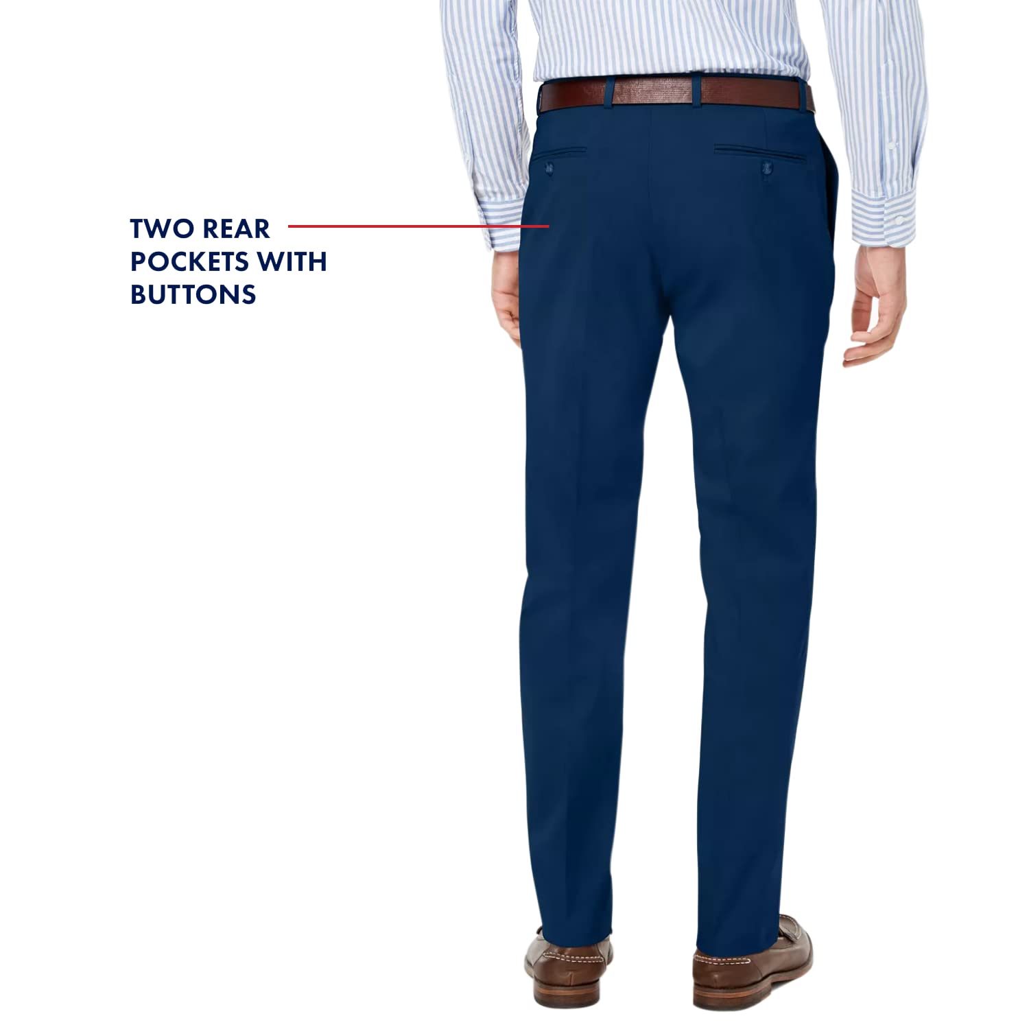 Tommy Hilfiger Mens Classic Stretch Chino Pants, Navy, 30W X 32L