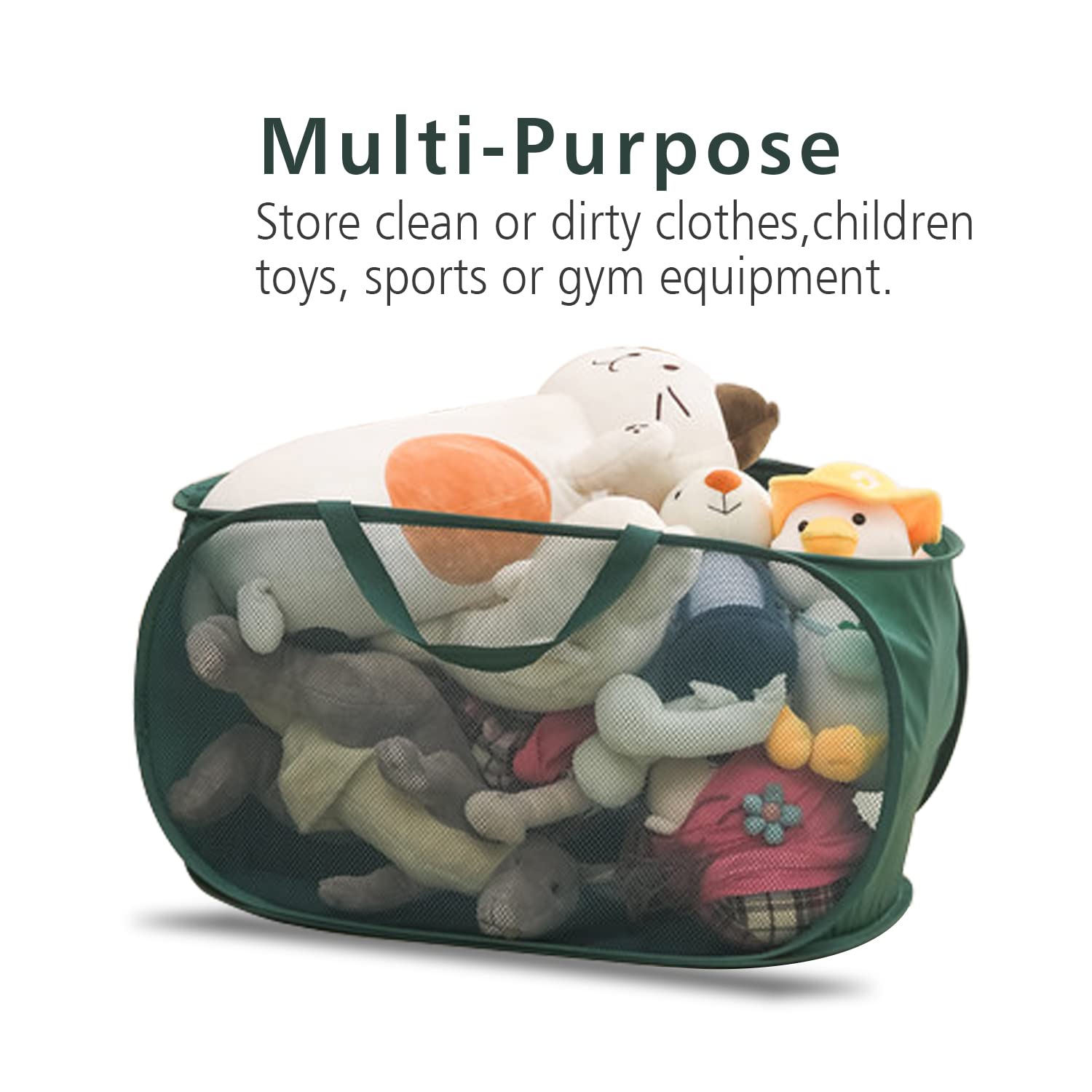 Pop Up Laundry Hamper,Collapsible Horizontal Baskets With Handles & Side Pocket,Foldable Sturdy Mesh For Laundry Room,Bathroom,K