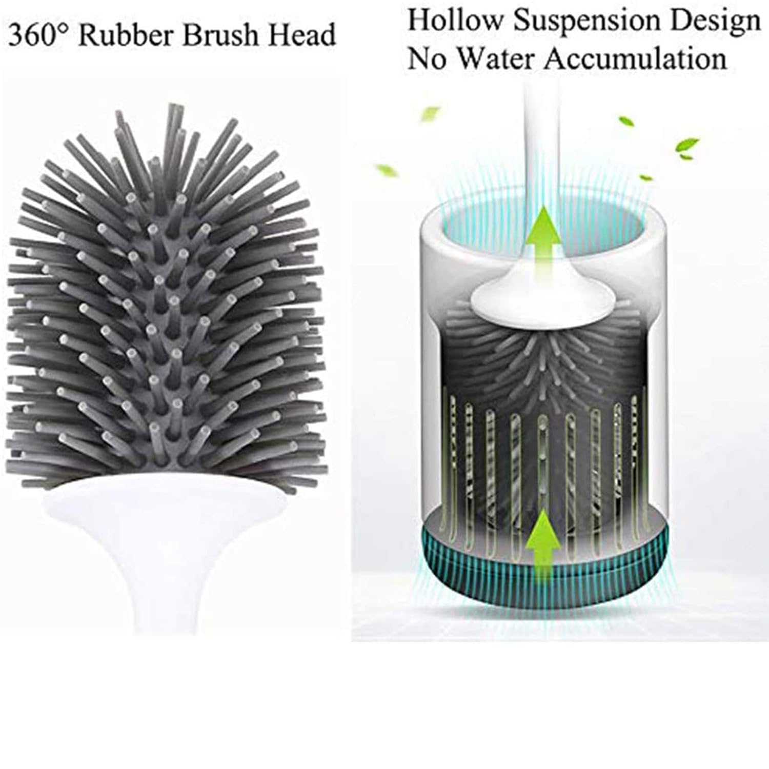 Hetlesh Toilet Brush And Holder Set For Bathroom, Flexible Toilet Cleaning Bowl Brush Head With Silicone Bristles, Compact Size