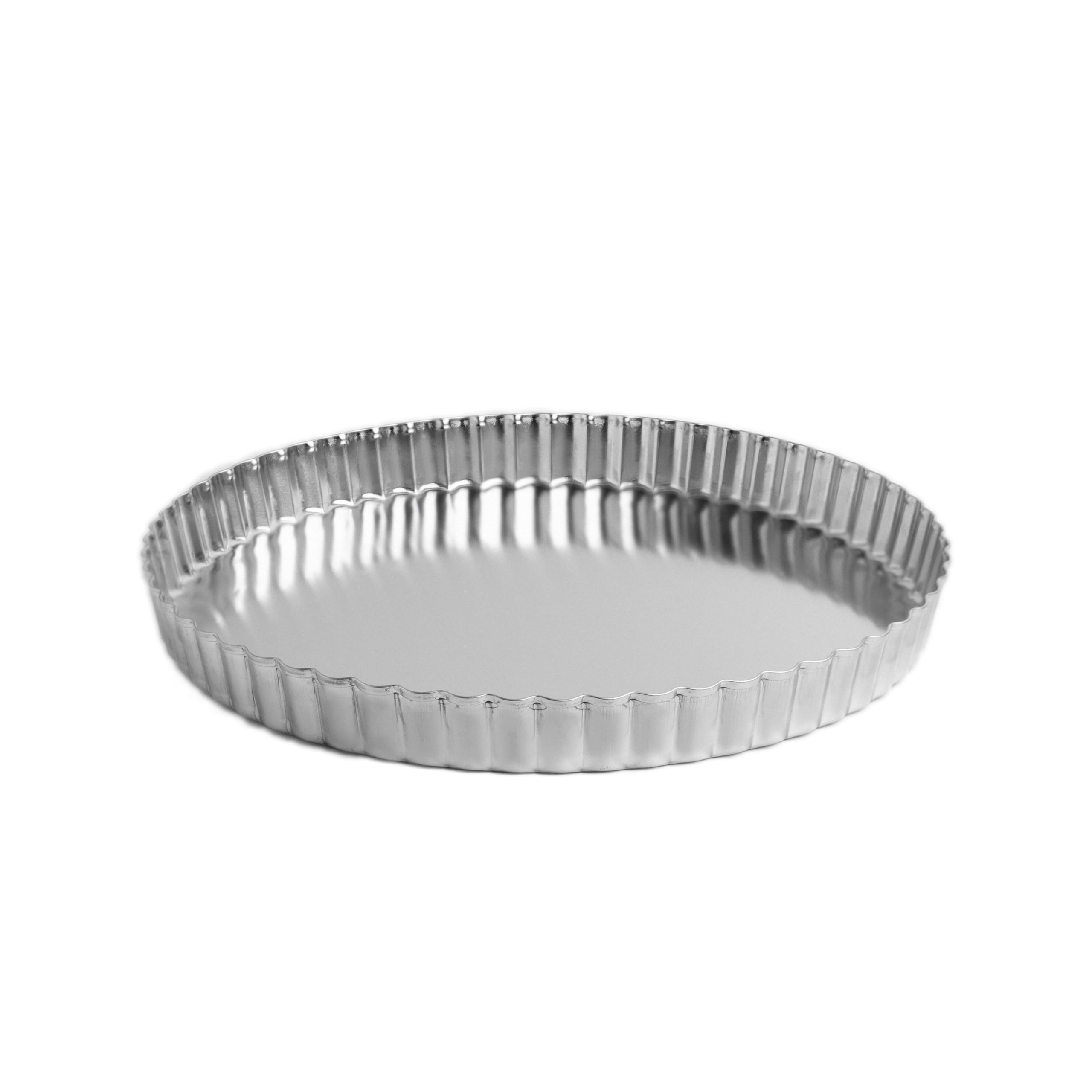 Fox Run Stainless Steel Tart and Quiche Baking Pan, 9.5 Round Fluted Edge Tart Pan