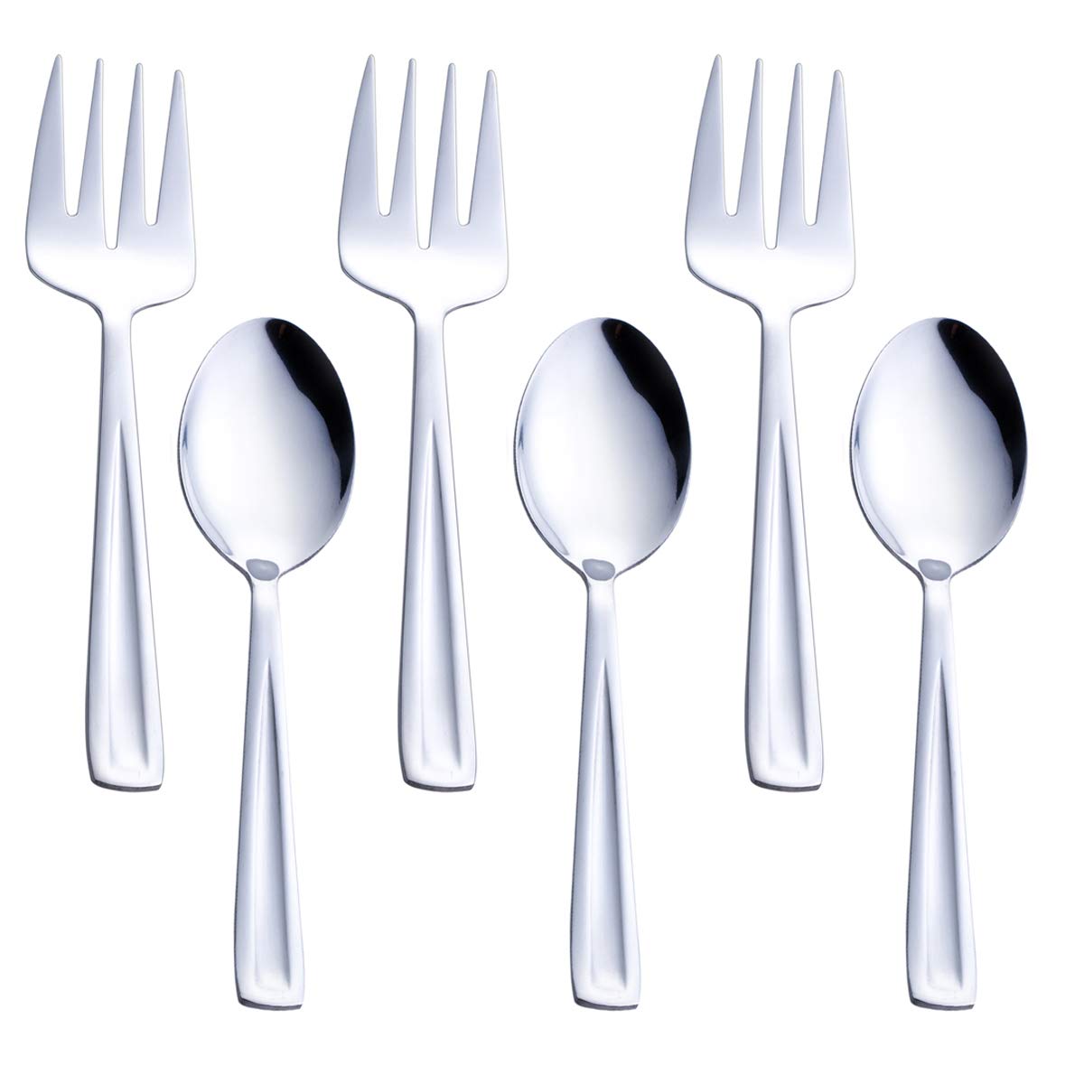 Gogeili Stainless Steel Serving Spoon And Serving Fork Set, Include 3 Large Serving Spoon And 3 Serving Fork, 9.5-Inch Catering