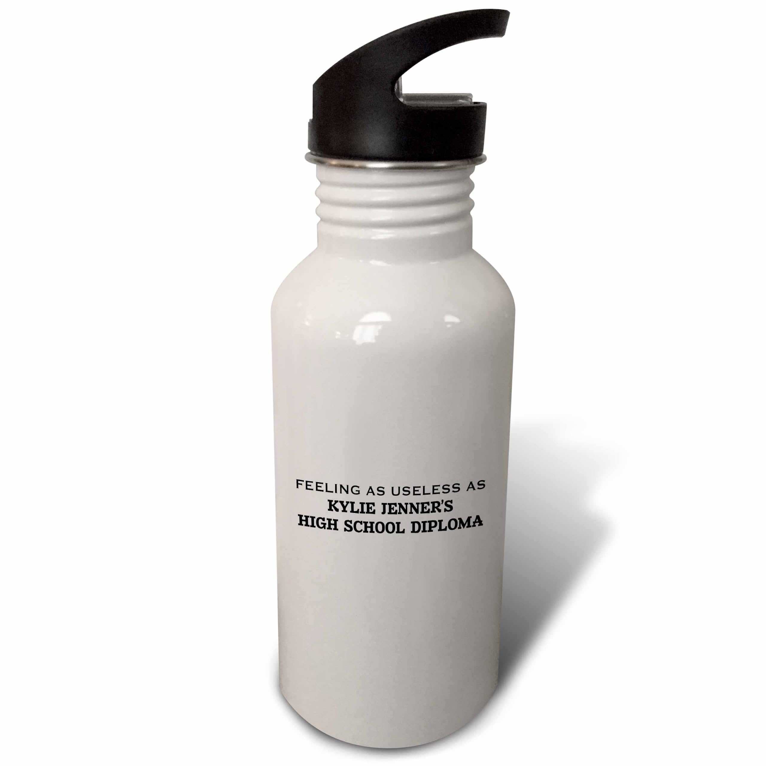 3dRose FEELING AS USELESS AS KYLIE JENNERS DIPLOMA Sports Water Bottle, 21 oz, White