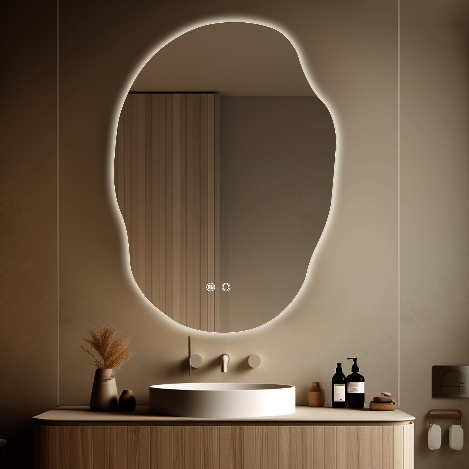 Wallbeyond Led Bathroom Mirror With Lights, 25 X 35 Inch Led Bathroom Vanity Mirror For Wall, Anti Fog Mirror For Bathroom, 3 Co