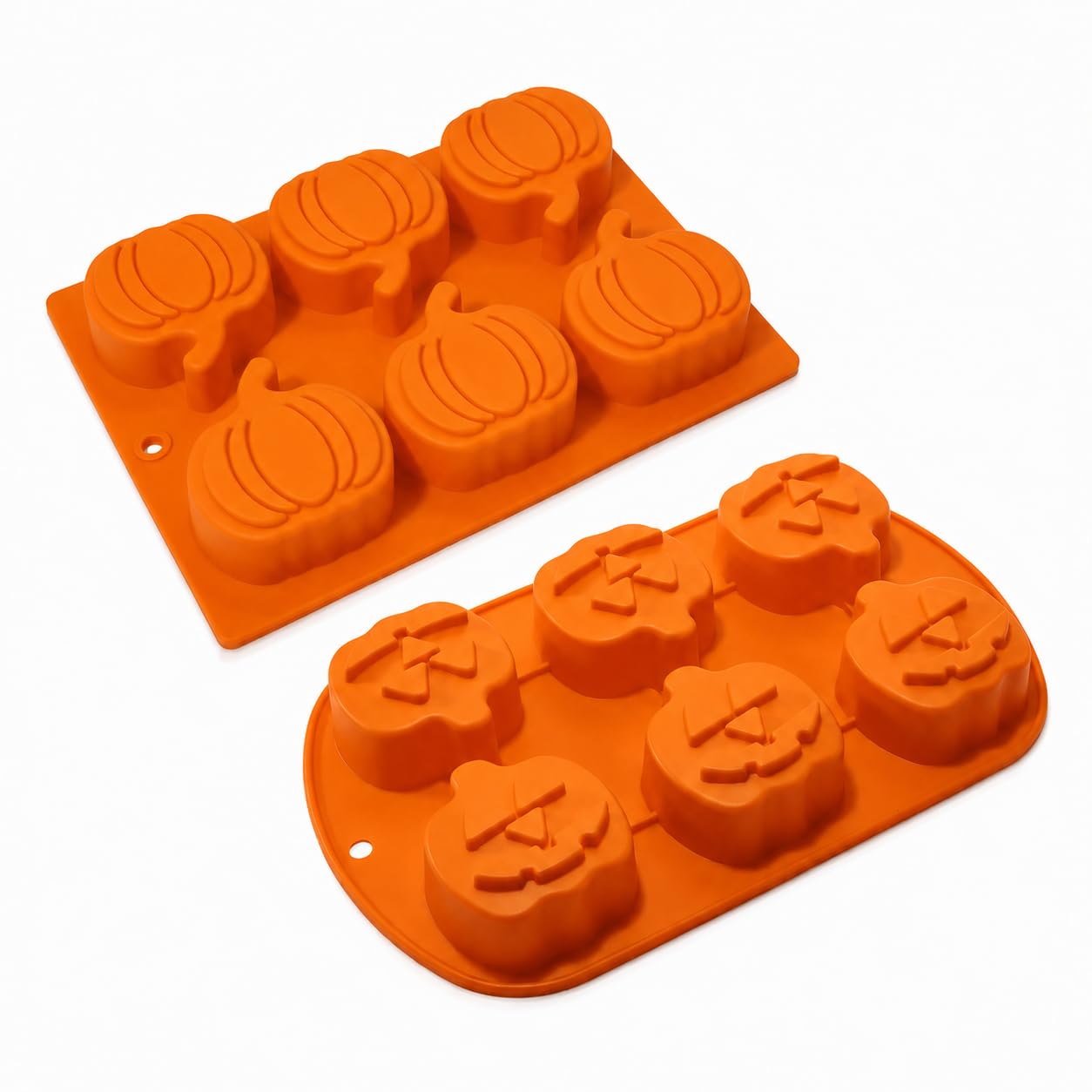 Cute Easy Release Pumpkin Face Cake Molds, 2 Pack Silicone Halloween Mold