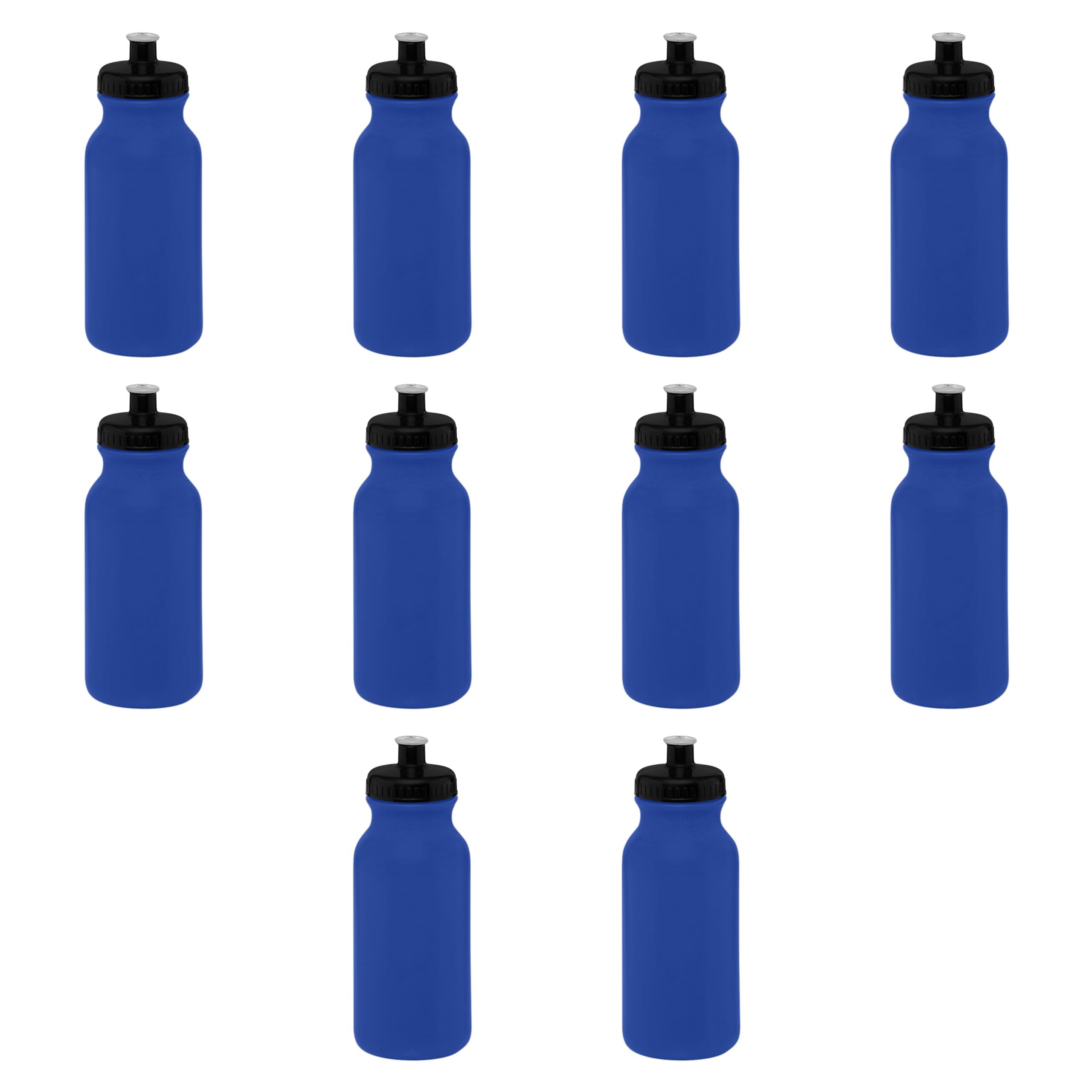 DISCOUNT PROMOS 20 oz. Water Bottles with Push Cap Set of 10, Bulk Pack - Perfect for Gym, Hiking, Camping, Outdoor Sports - Ref