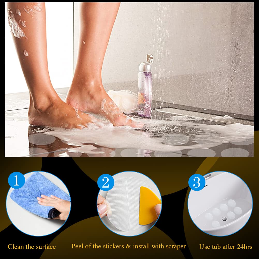 Daskfire Bath Tub Stickers, Non Slip Bathtub Treads, Anti Slip Shower Sticker, Safety Discs Decals Tape For Slippery Tubs Shower