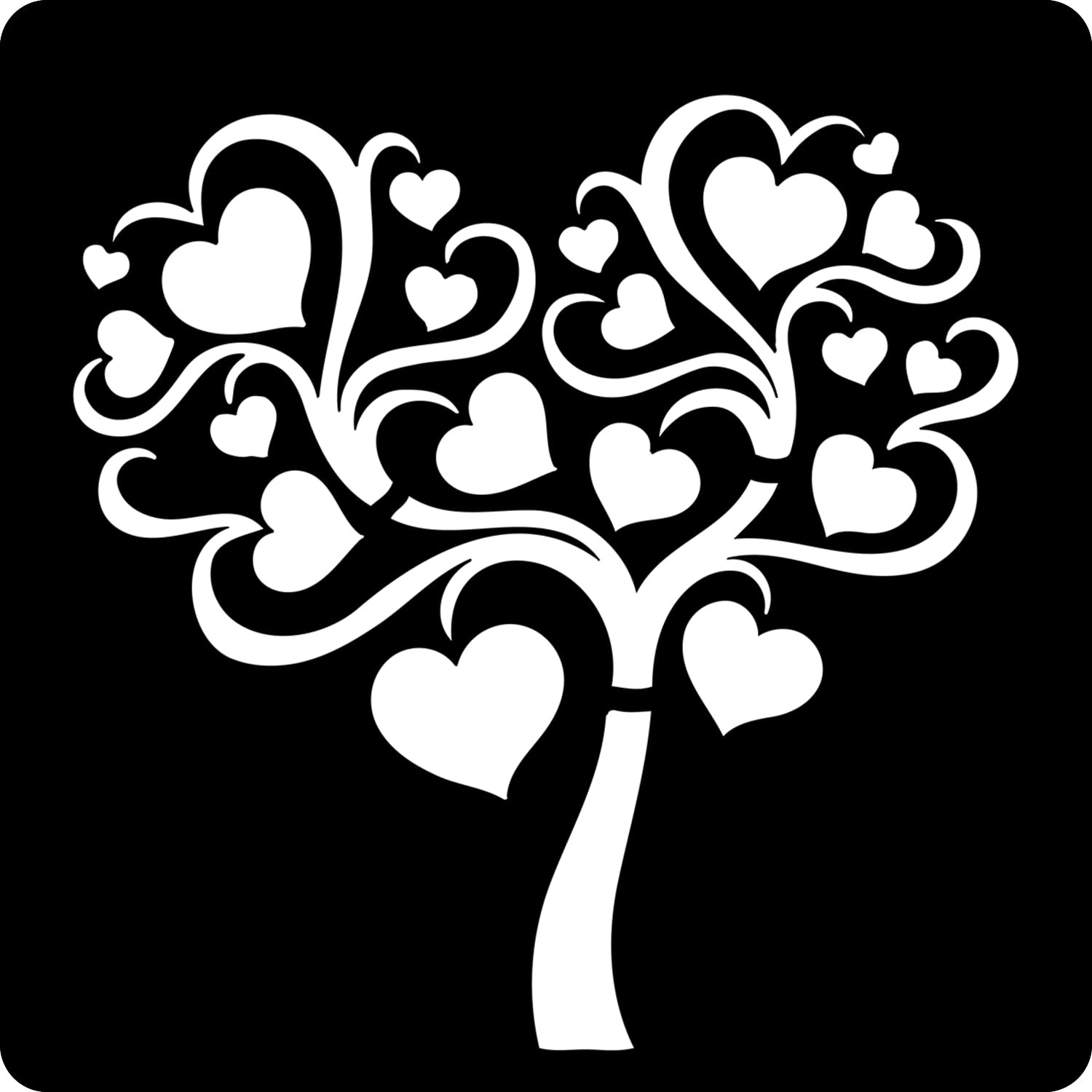 Kachi Pencil Heart Tree Stencils For Art, Craft And Painting Big Size 12X12 Inch Reusable Stencil For Painting, Fabric, Glass, W