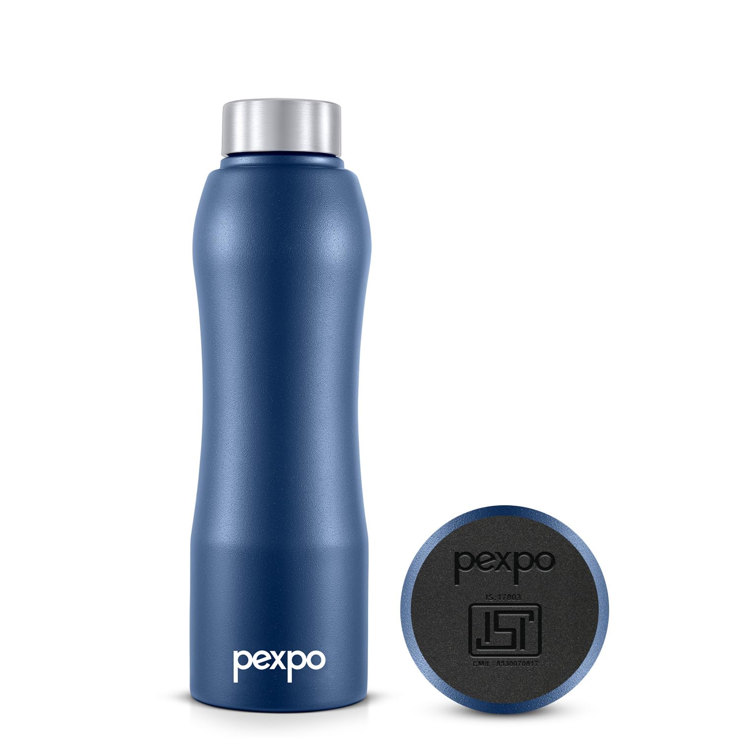 Pexpo Bistro Isi Certified Stainless Steel Fridge Water Bottle 750Ml, Denim Blue | Single Wall | Leakproof | Ideal For Home, Off