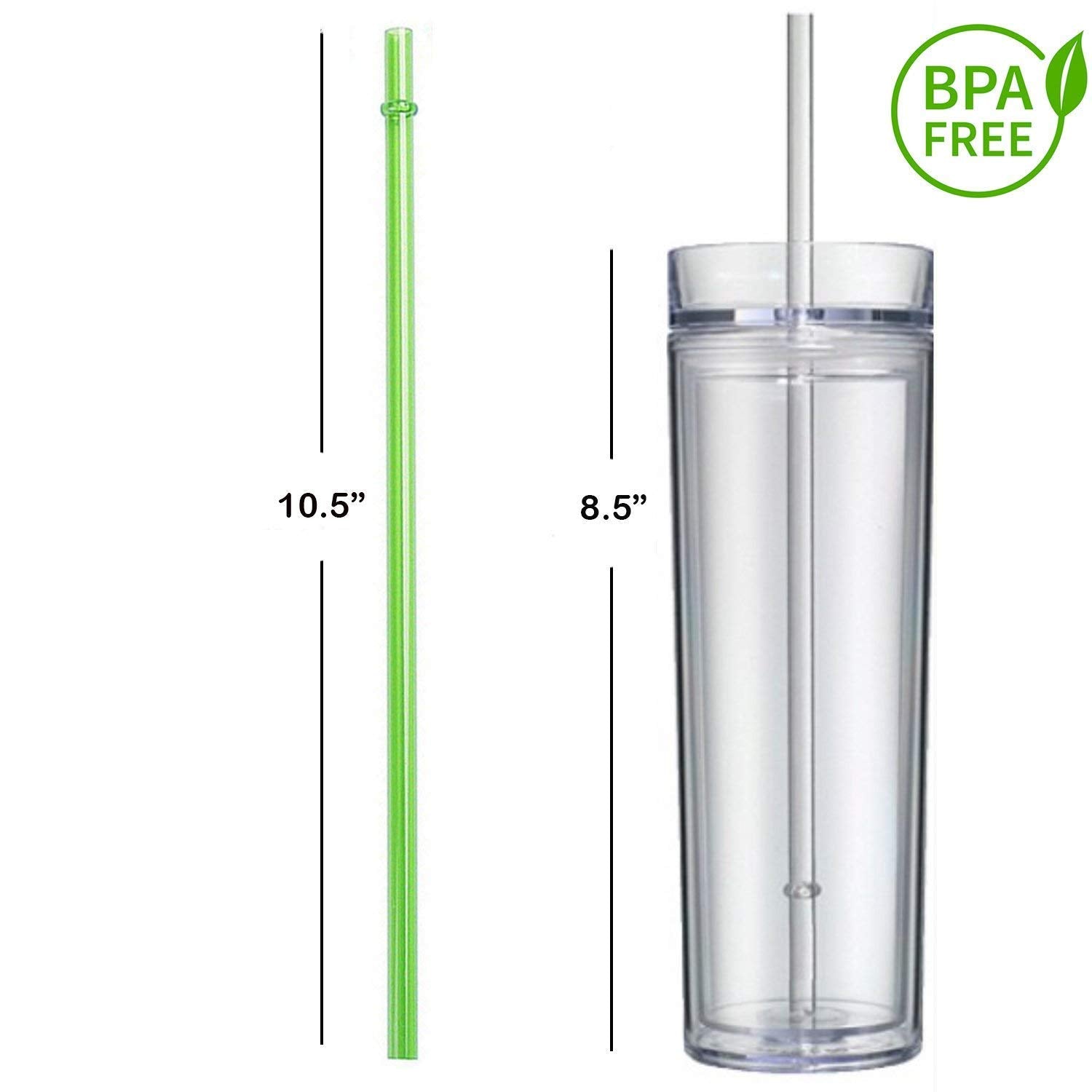 Skinny Acrylic Tumbler Double Wall 16 Oz - Clear