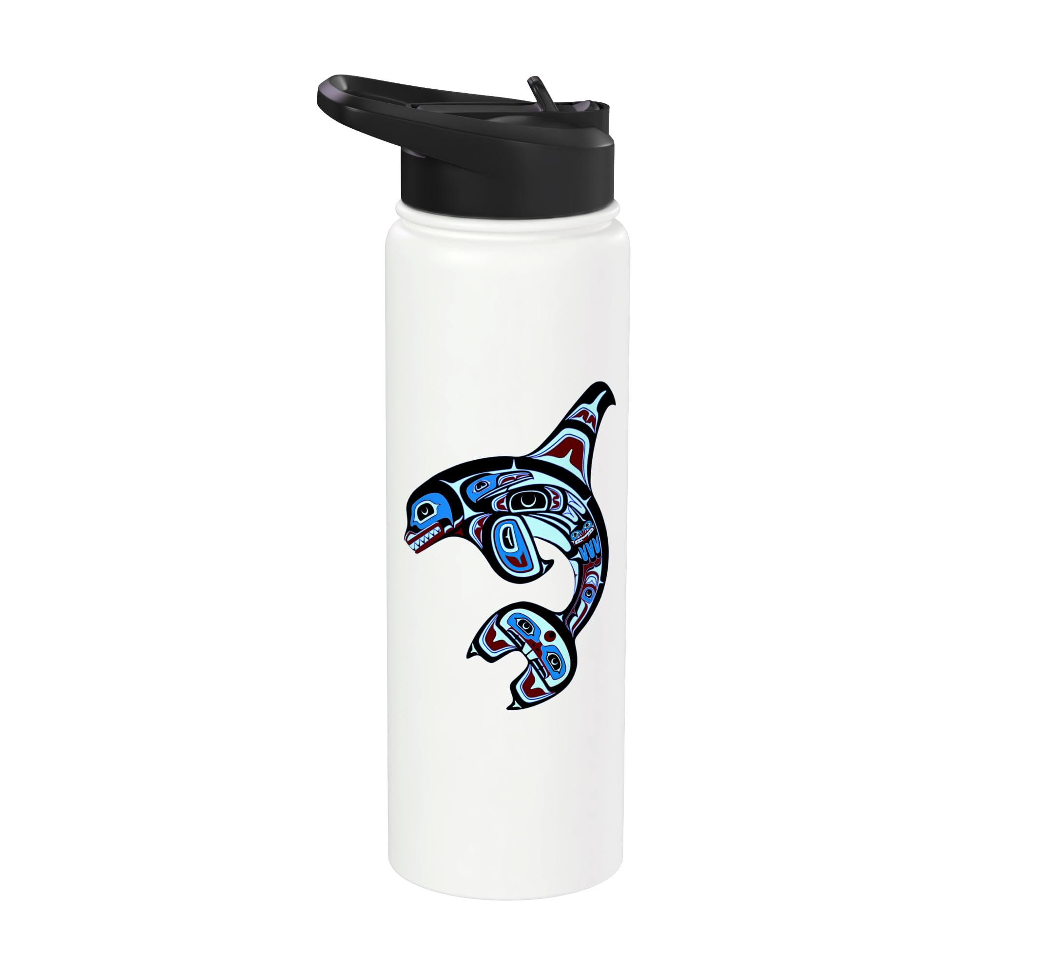 Orca Whale Alaska Indigenous Native American Indian Style 2 Stainless Steel Insulated Water Bottle