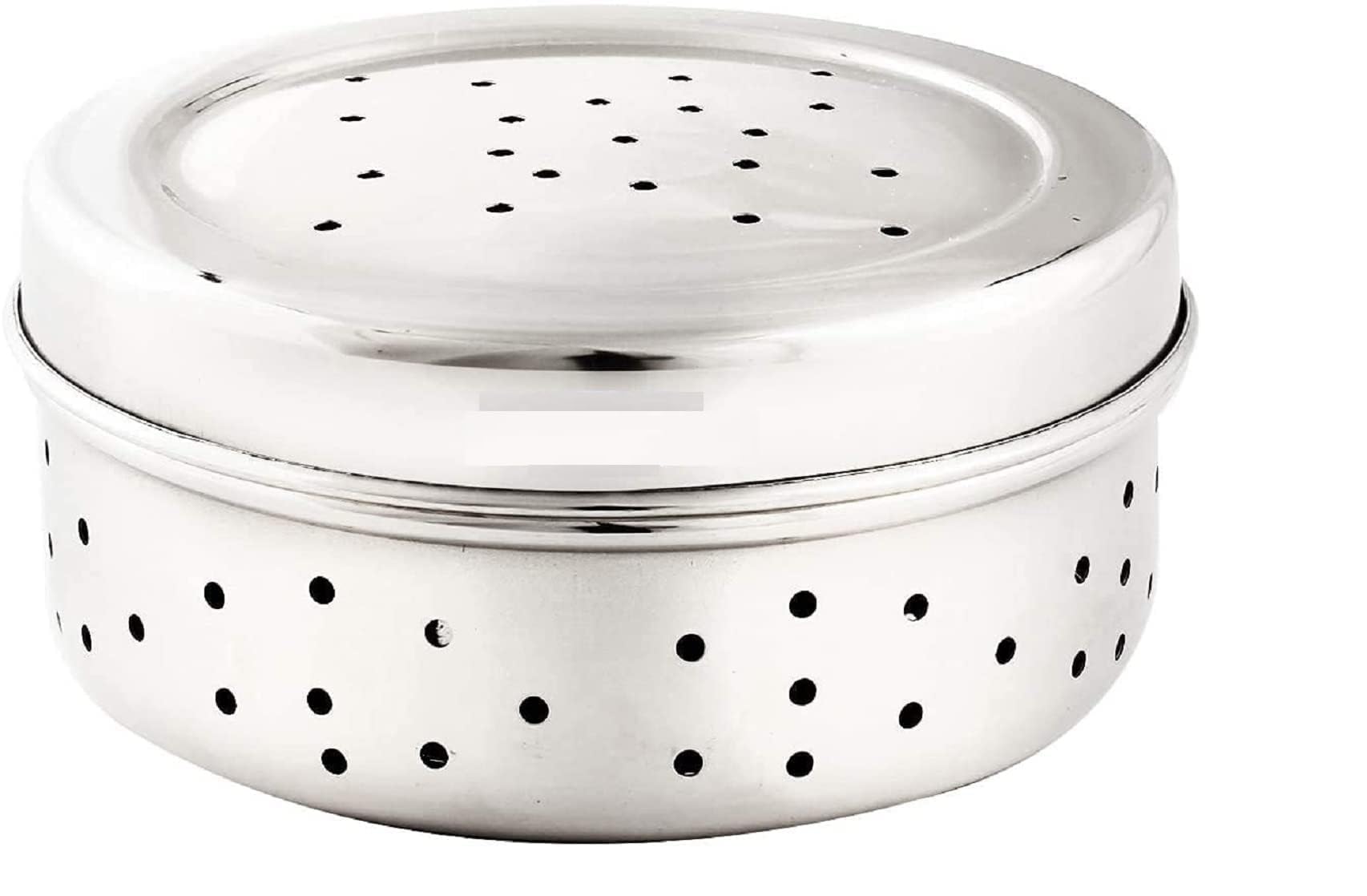 Dynore Stainless Steel Hole Puri Dabba/Kothmir Dabba/Sprout Maker/Coriander Dabba/Flat Dabba With Air Ventilation Hole Through I