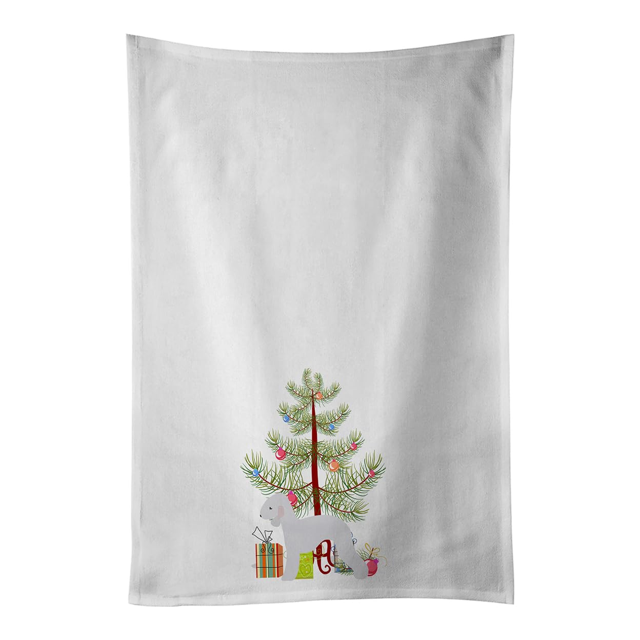 Bedlington Terrier Merry Christmas Tree White Kitchen Towel Set of 2